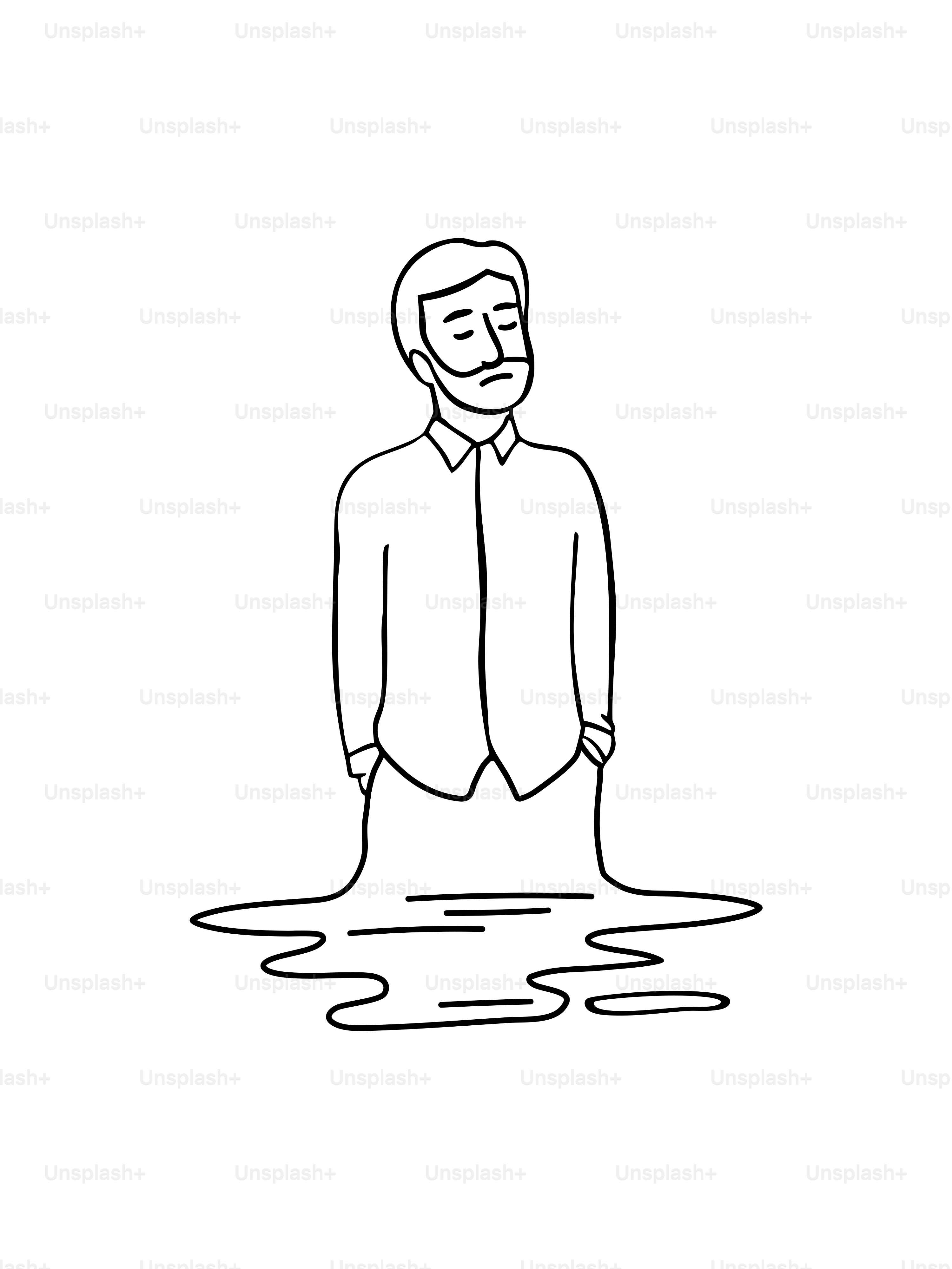 Um homem está derretendo em uma poça. vetor – Imagem sobre Ilustração na  Unsplash, image size:3000x4000