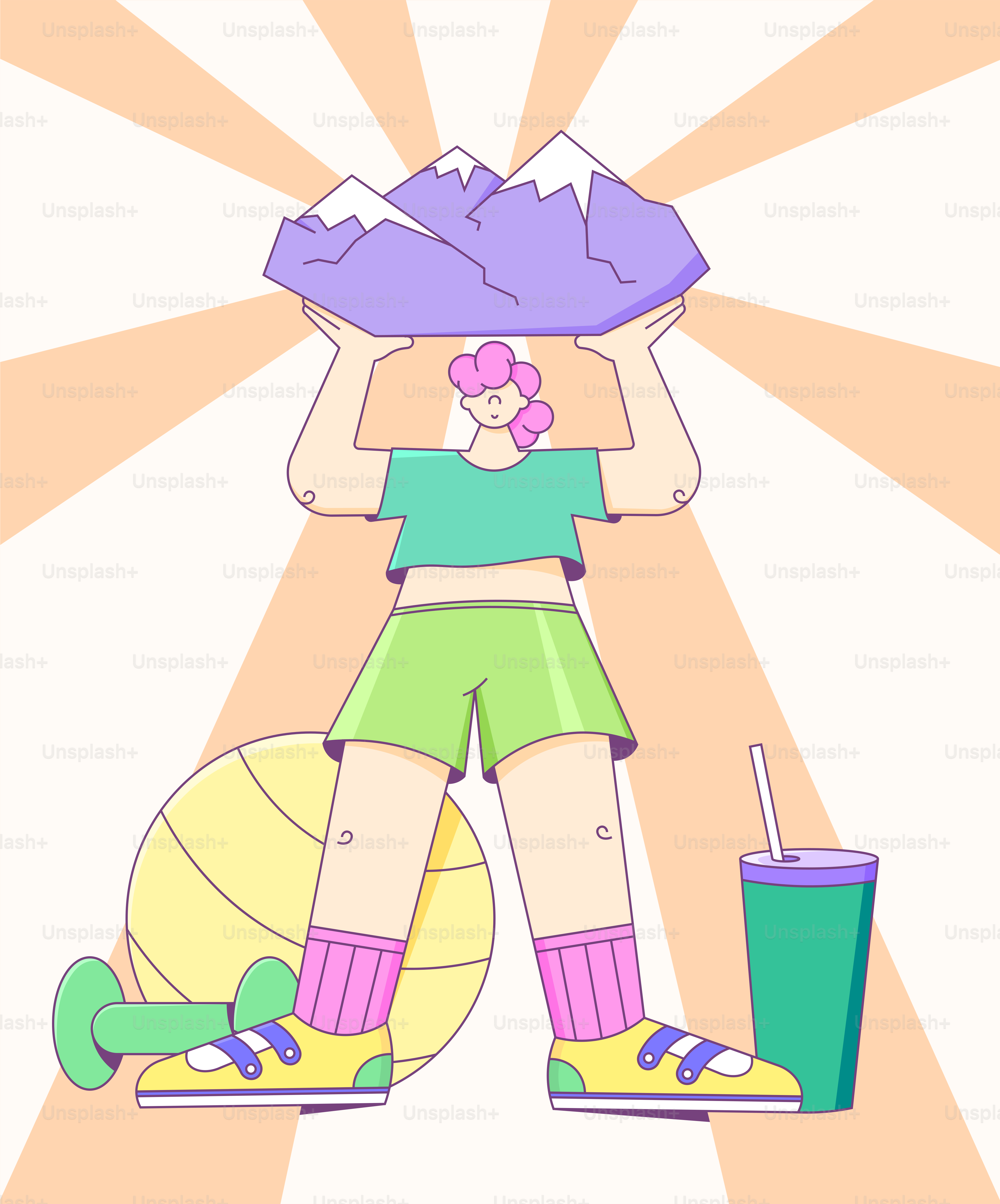 La persona está levantando una montaña sobre su cabeza.