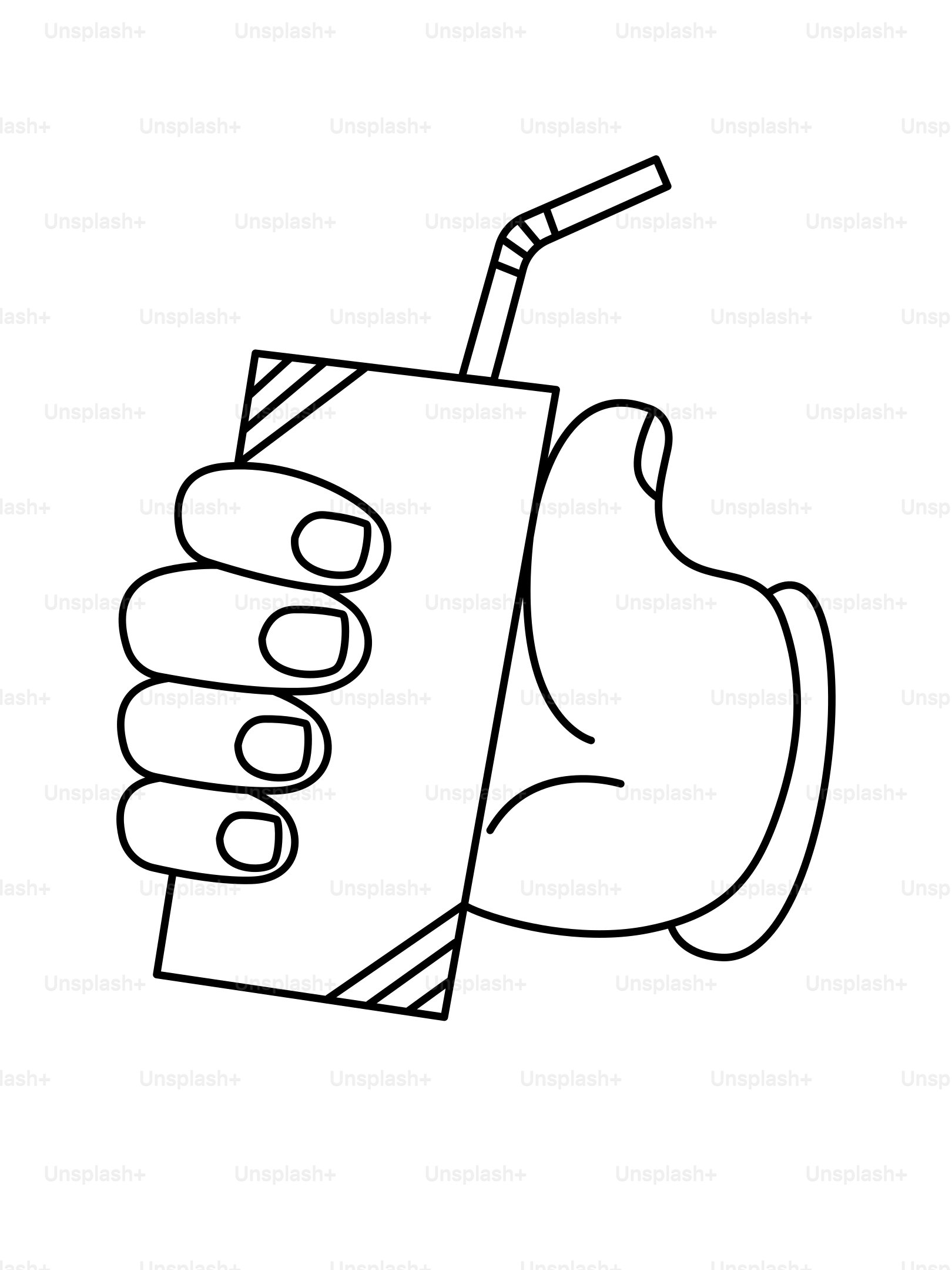 A hand is holding a juice box with a straw.