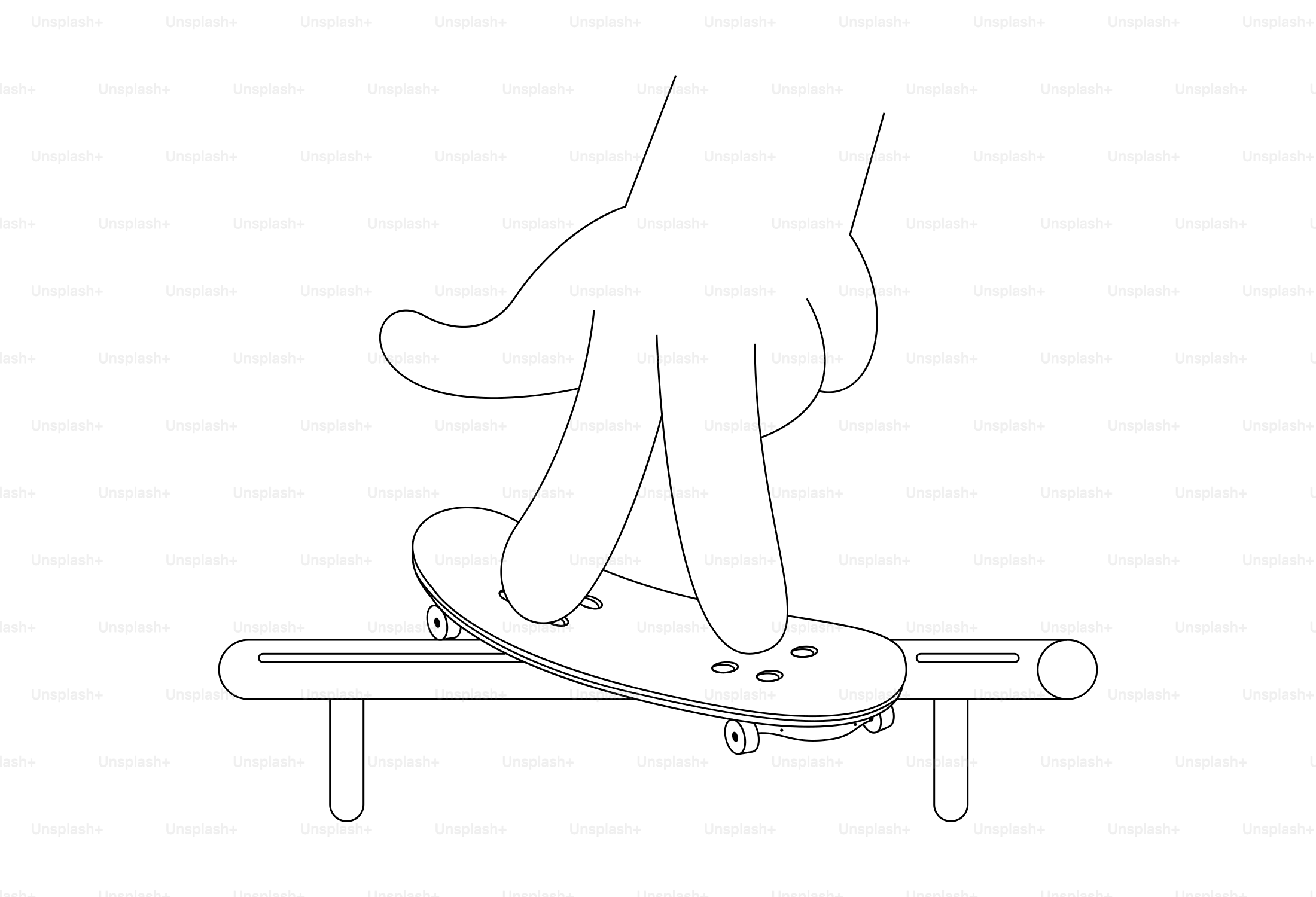 A fingerboard performs a trick on a rail.