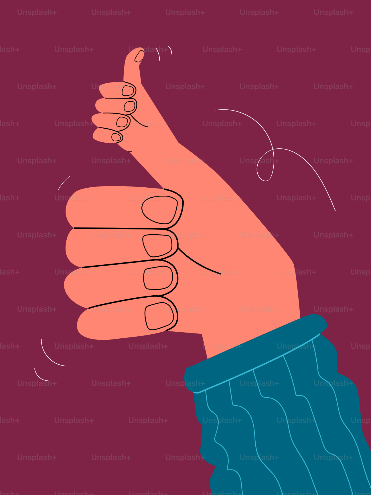 Thumbs up gesture symbolizing agreement or approval.