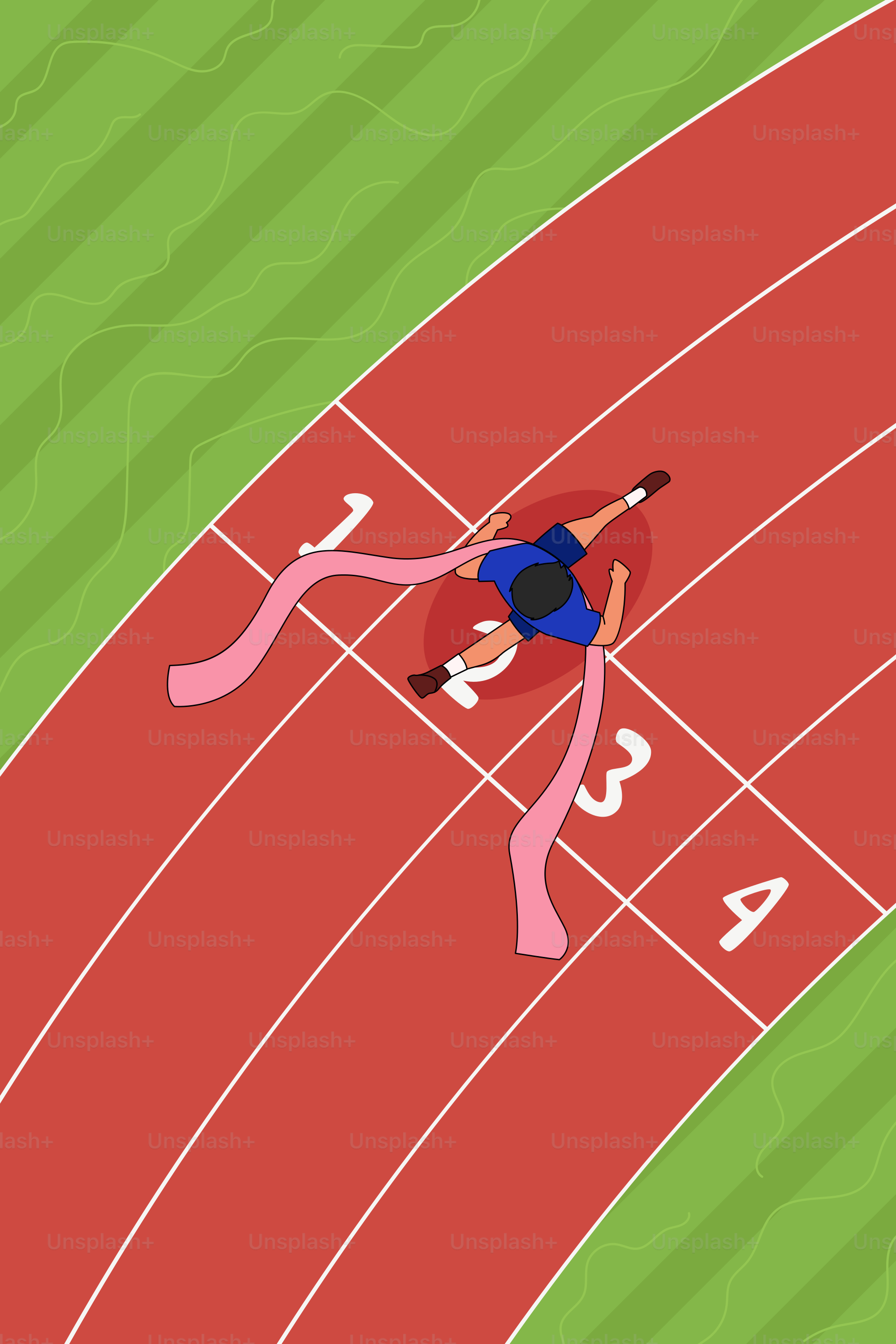 Runner breaks the finish line ribbon.