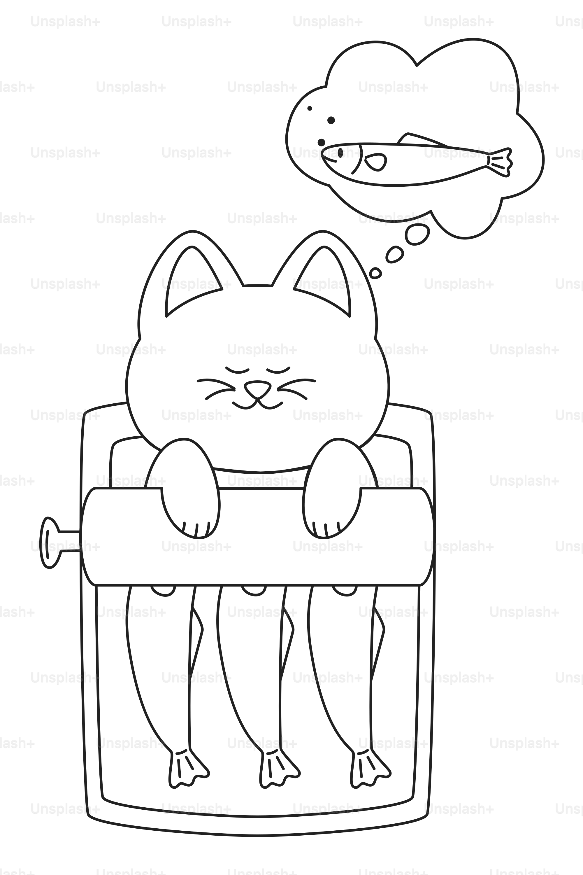 A cat dreams of fish while surrounded by sardines.