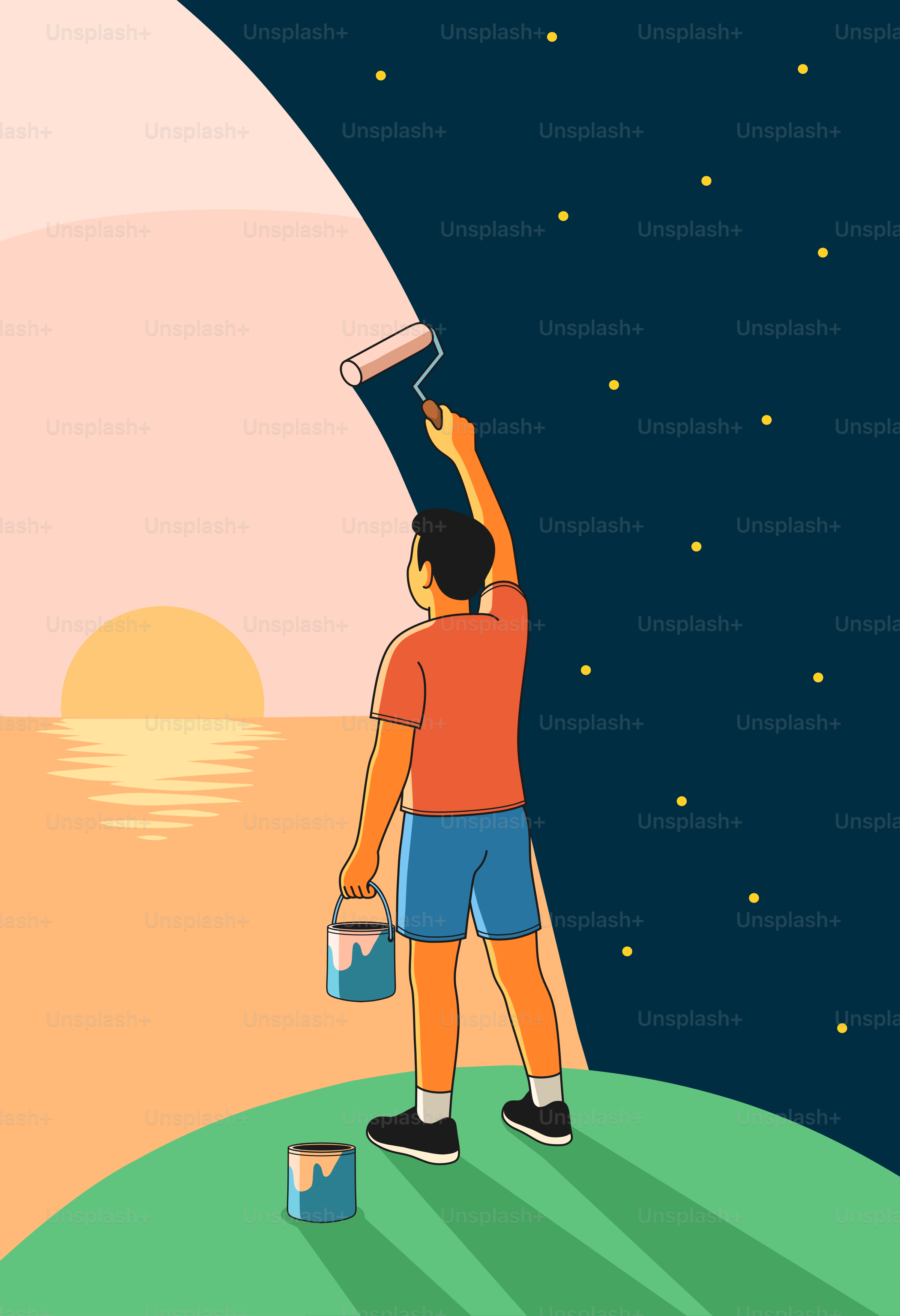 Someone is painting the sunset into a starry night.