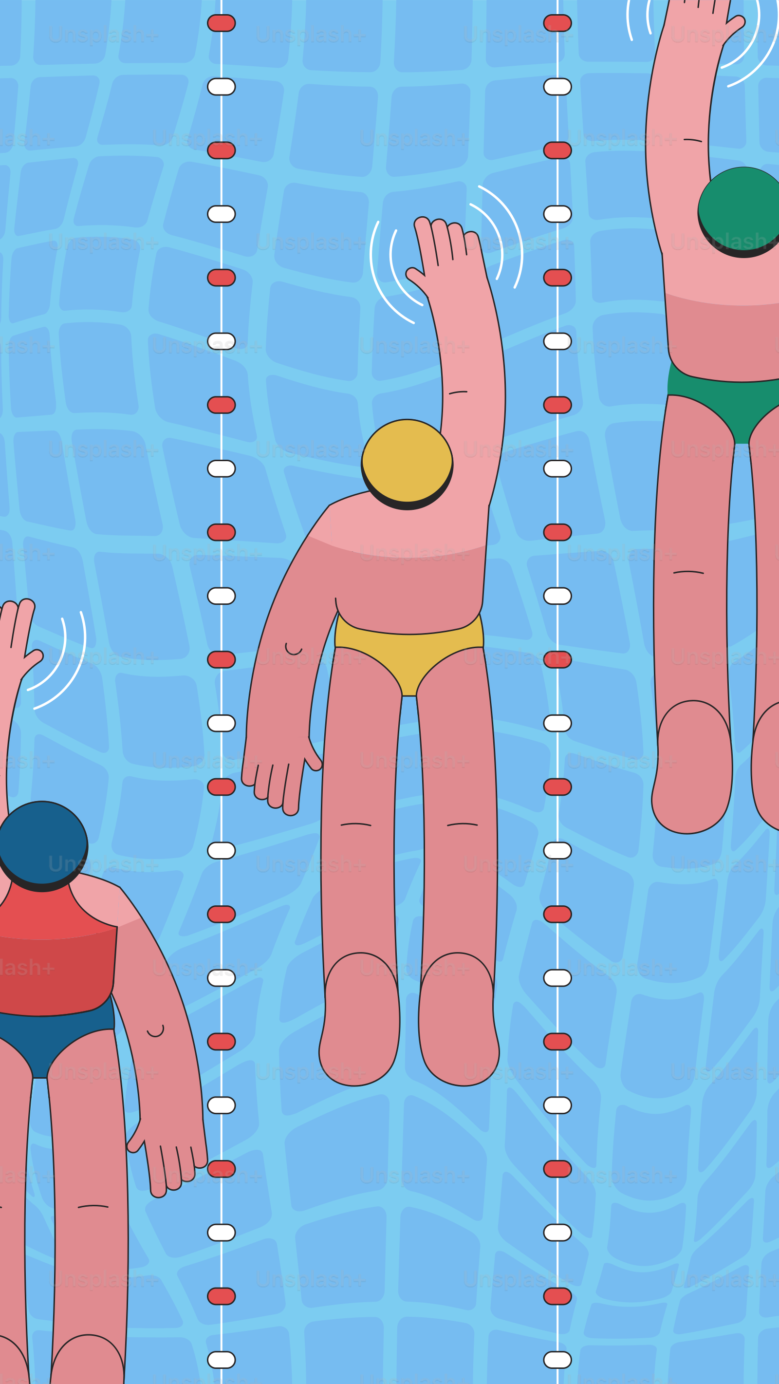 Swimmers are practicing in the pool.