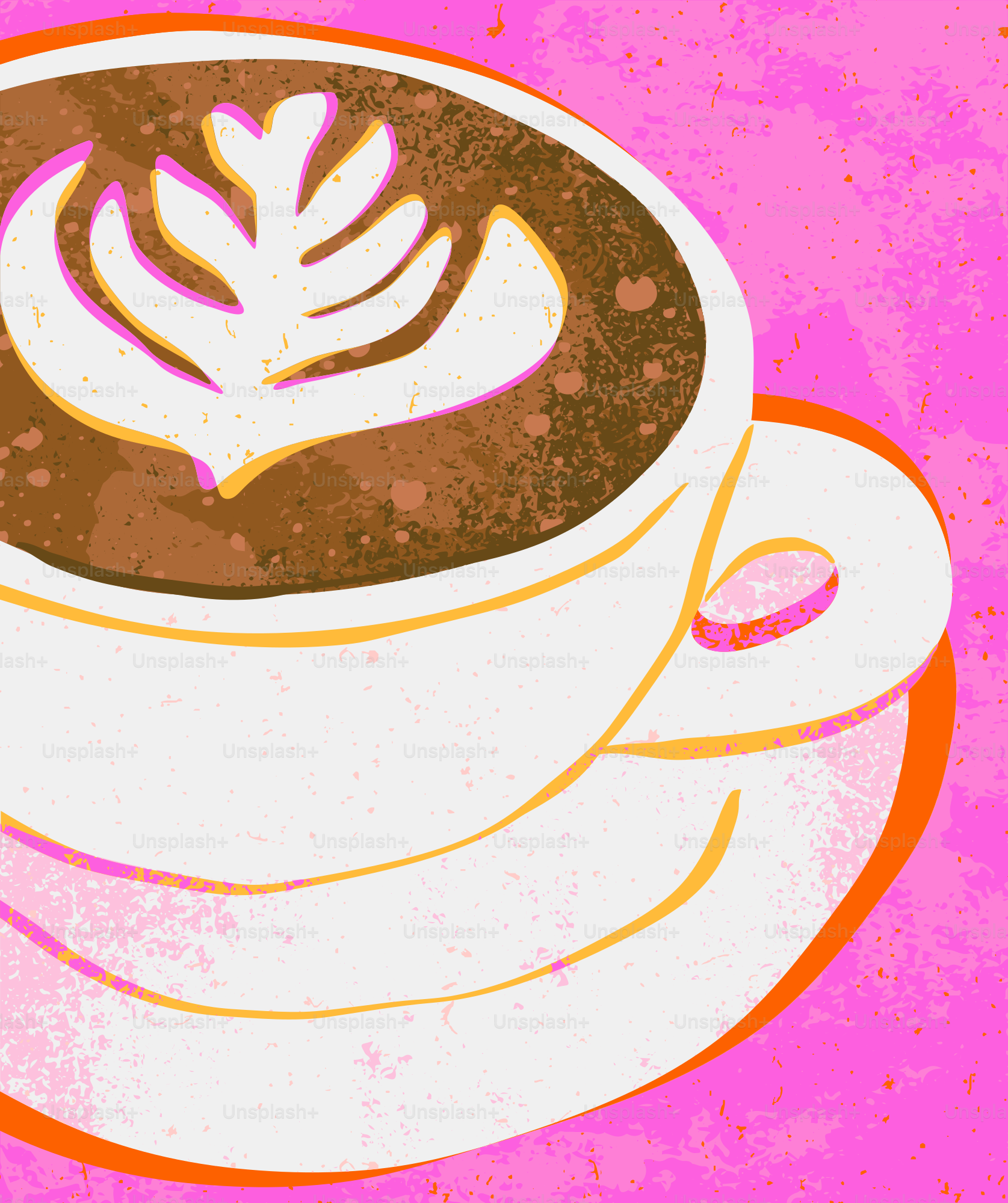 Latte art on pink background.