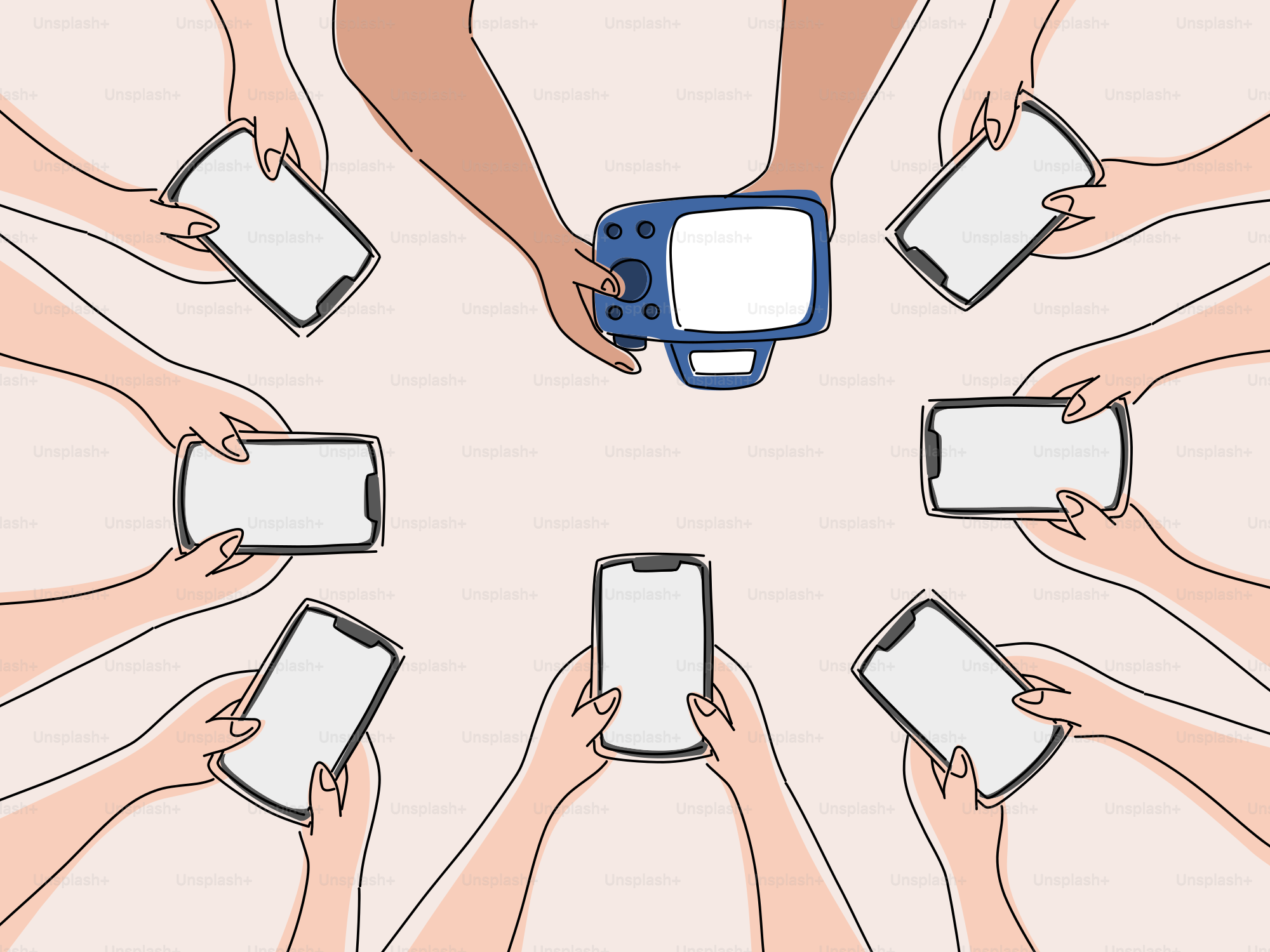 People are recording something with their phones.
