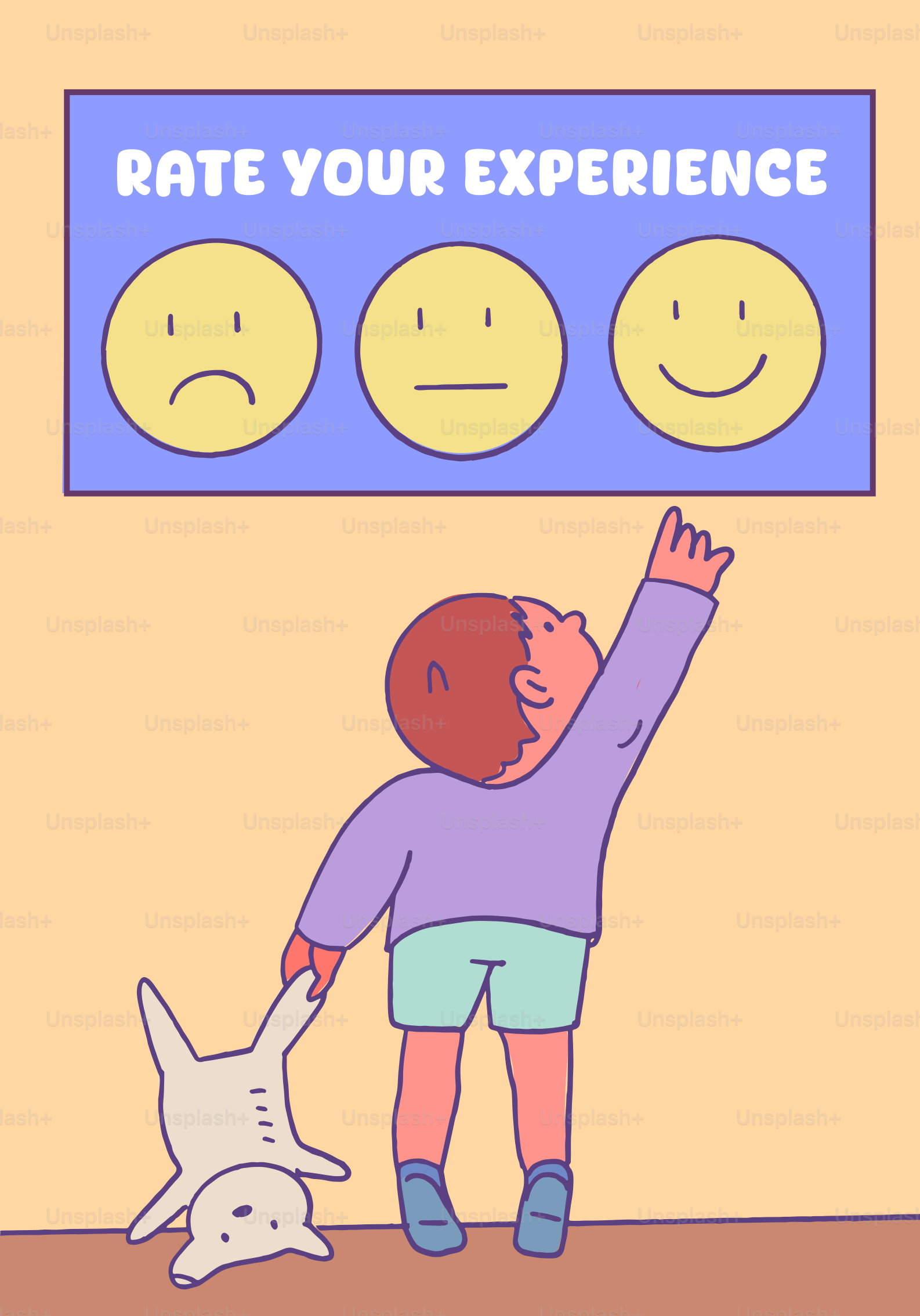 A child rates their experience with a smile.