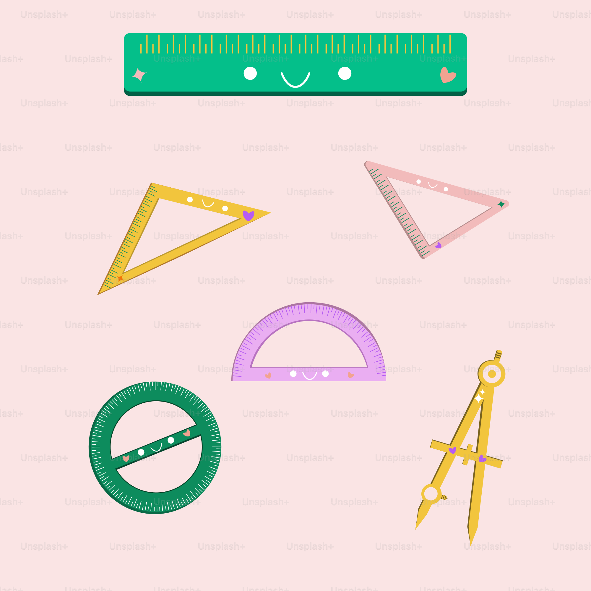 Materiale scolastico: righello, goniometri e bussola