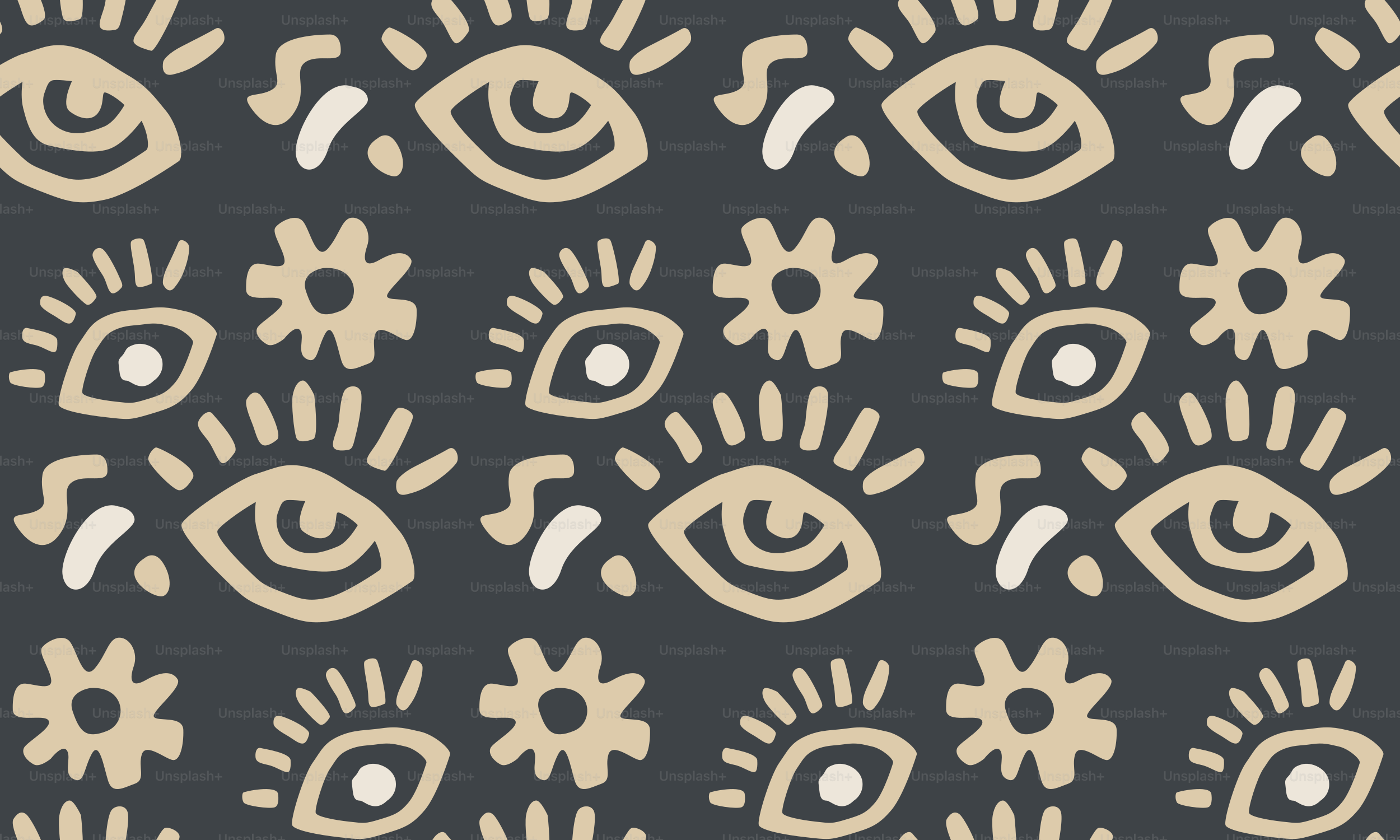 It's a pattern of eyes and floral shapes.