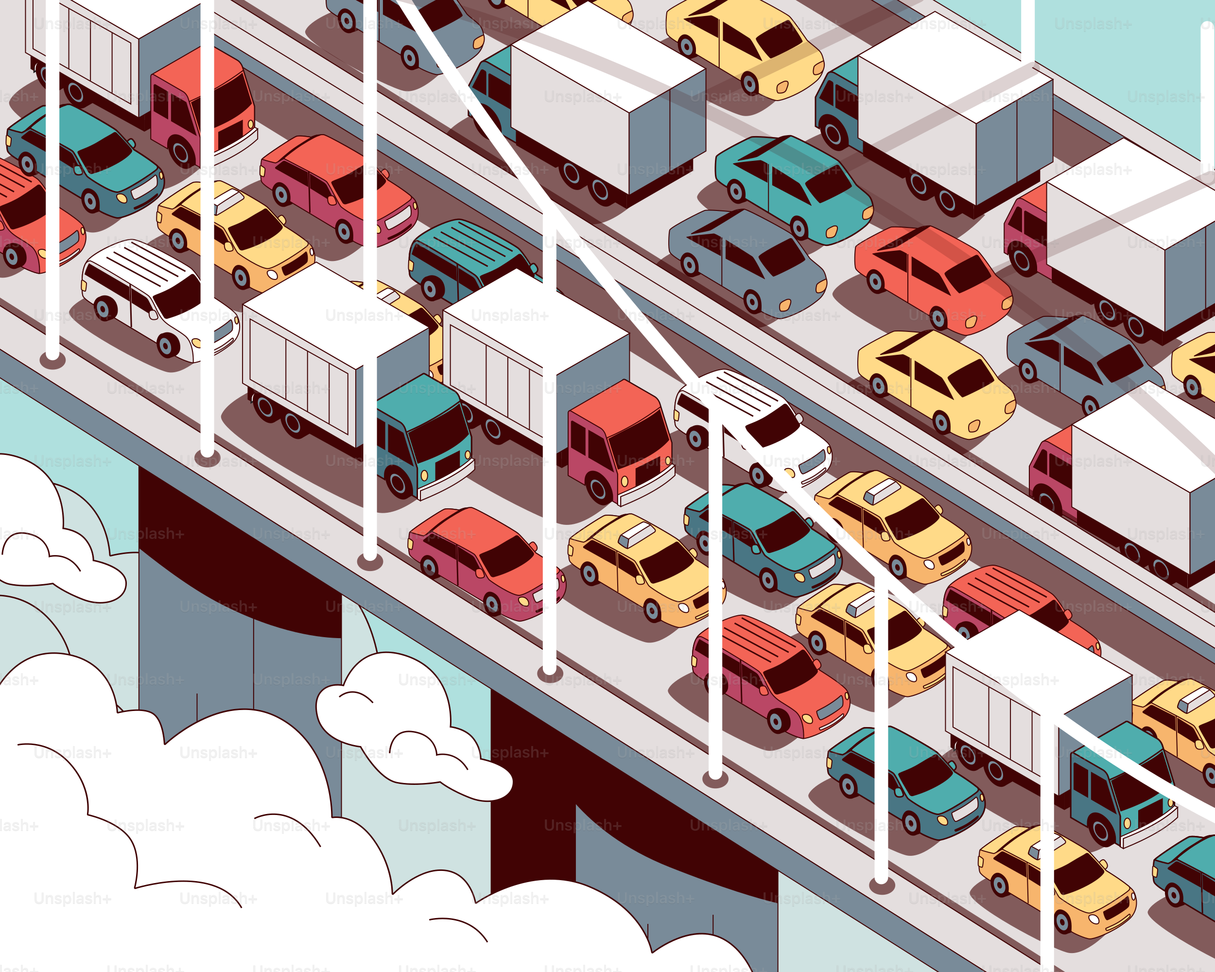 Heavy traffic congests a bridge.