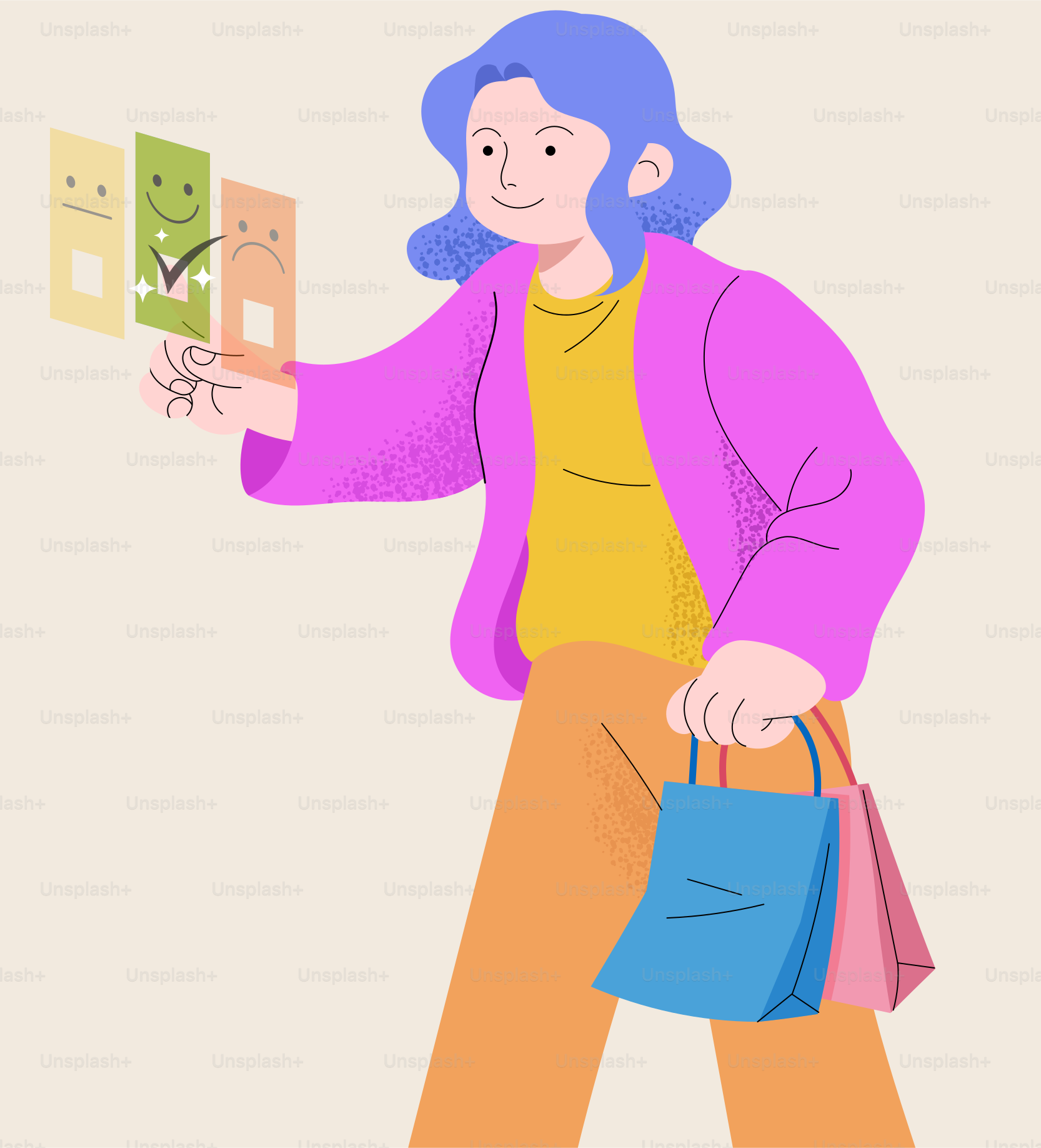 A shopper gives a positive customer satisfaction rating.