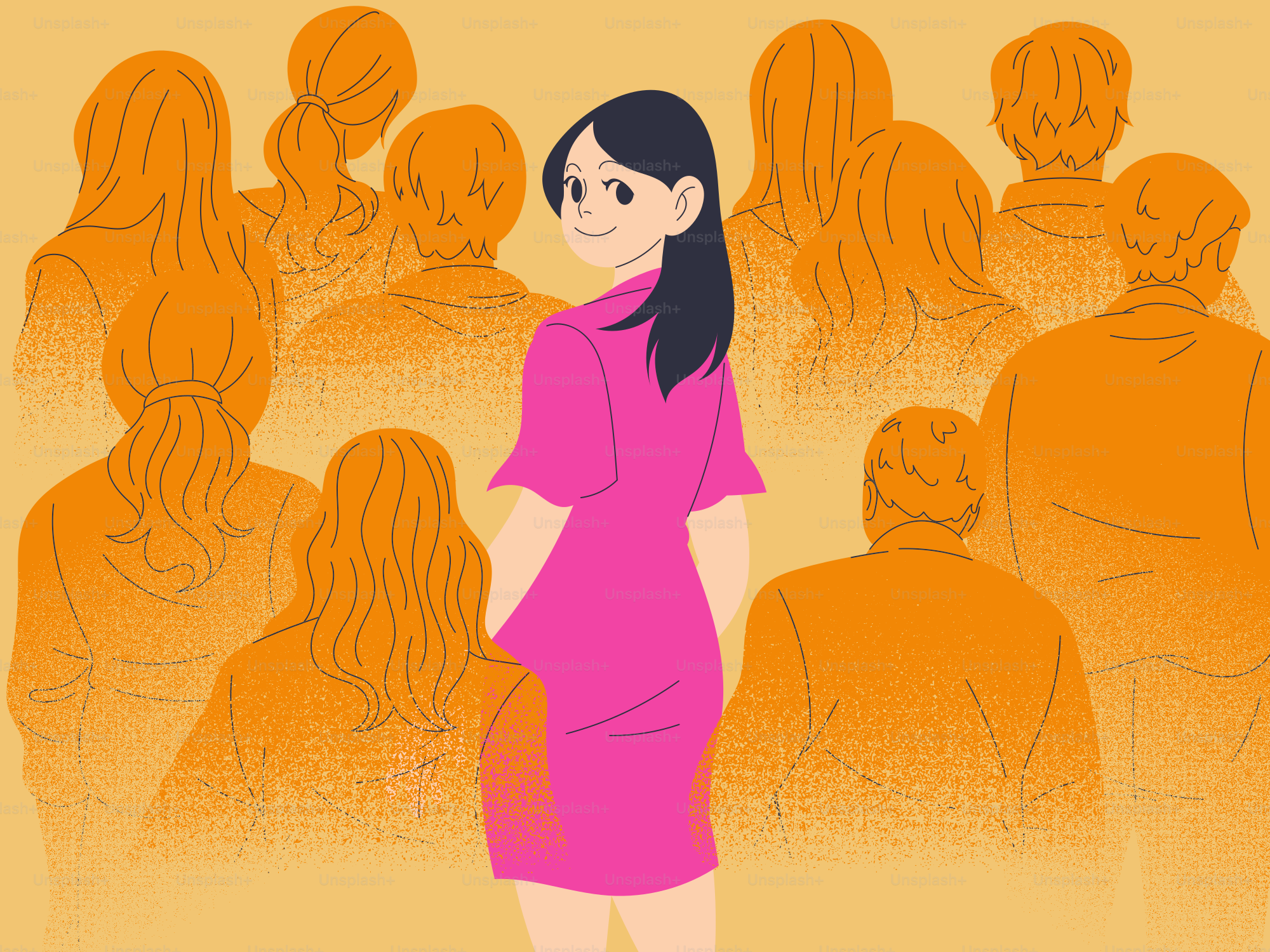 Una donna si distingue dalla folla.