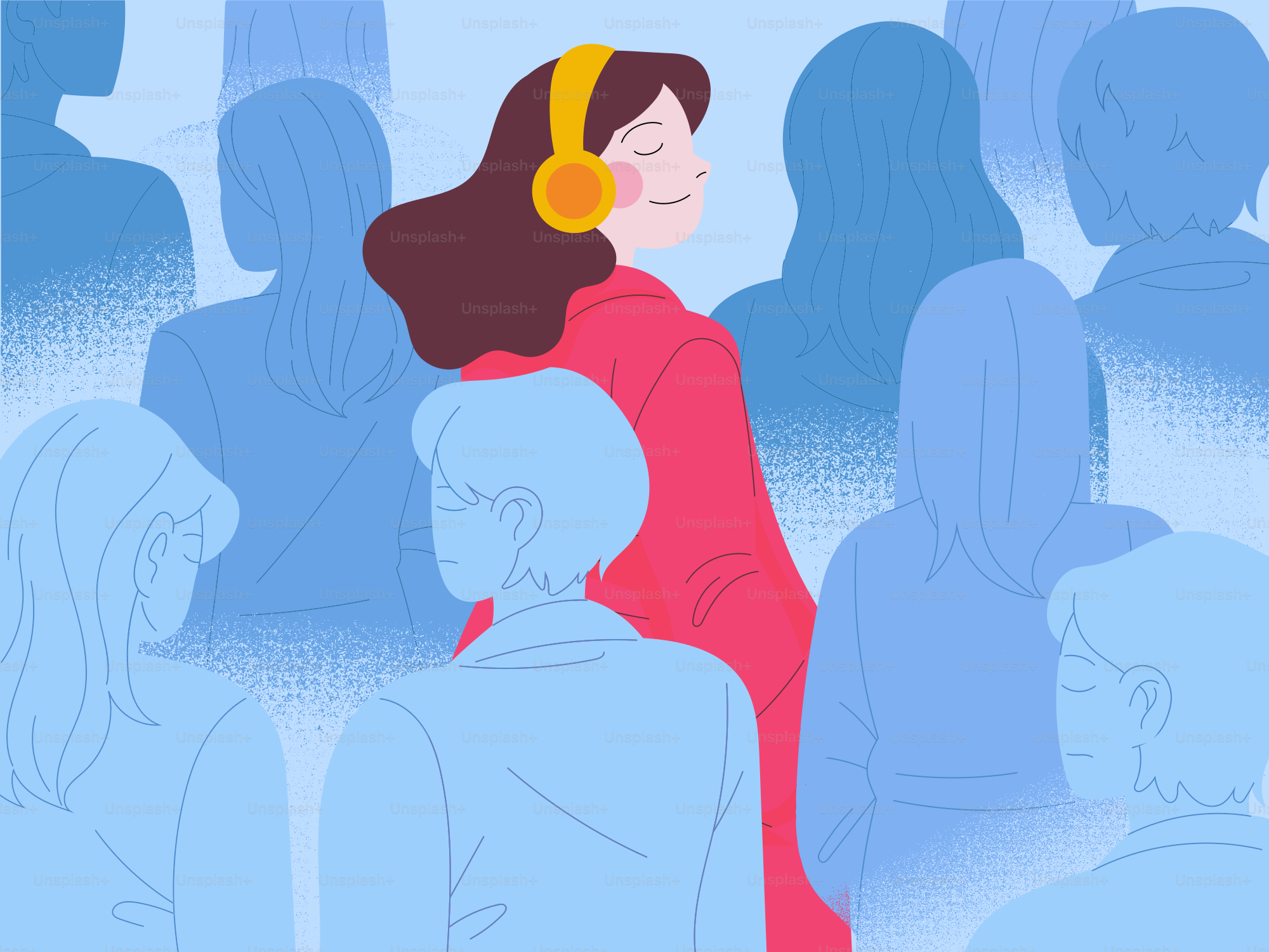 Una donna ama la musica in mezzo alla folla.