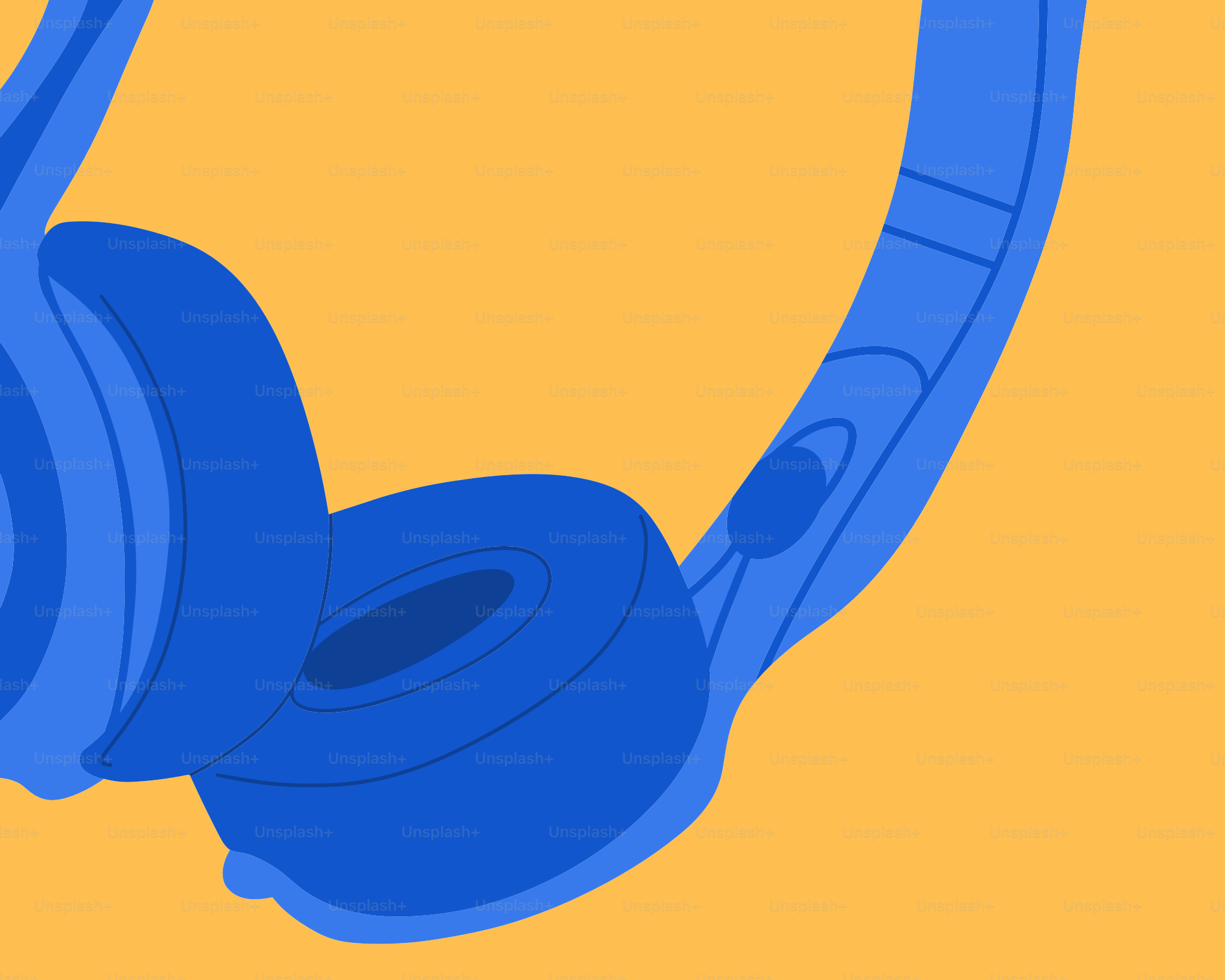 Blue headphones on a yellow background.
