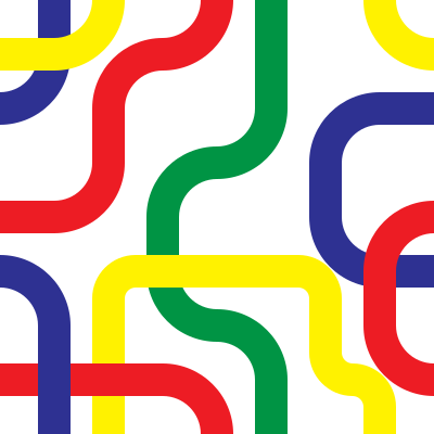 Colorful, winding lines create a patterned abstract design.