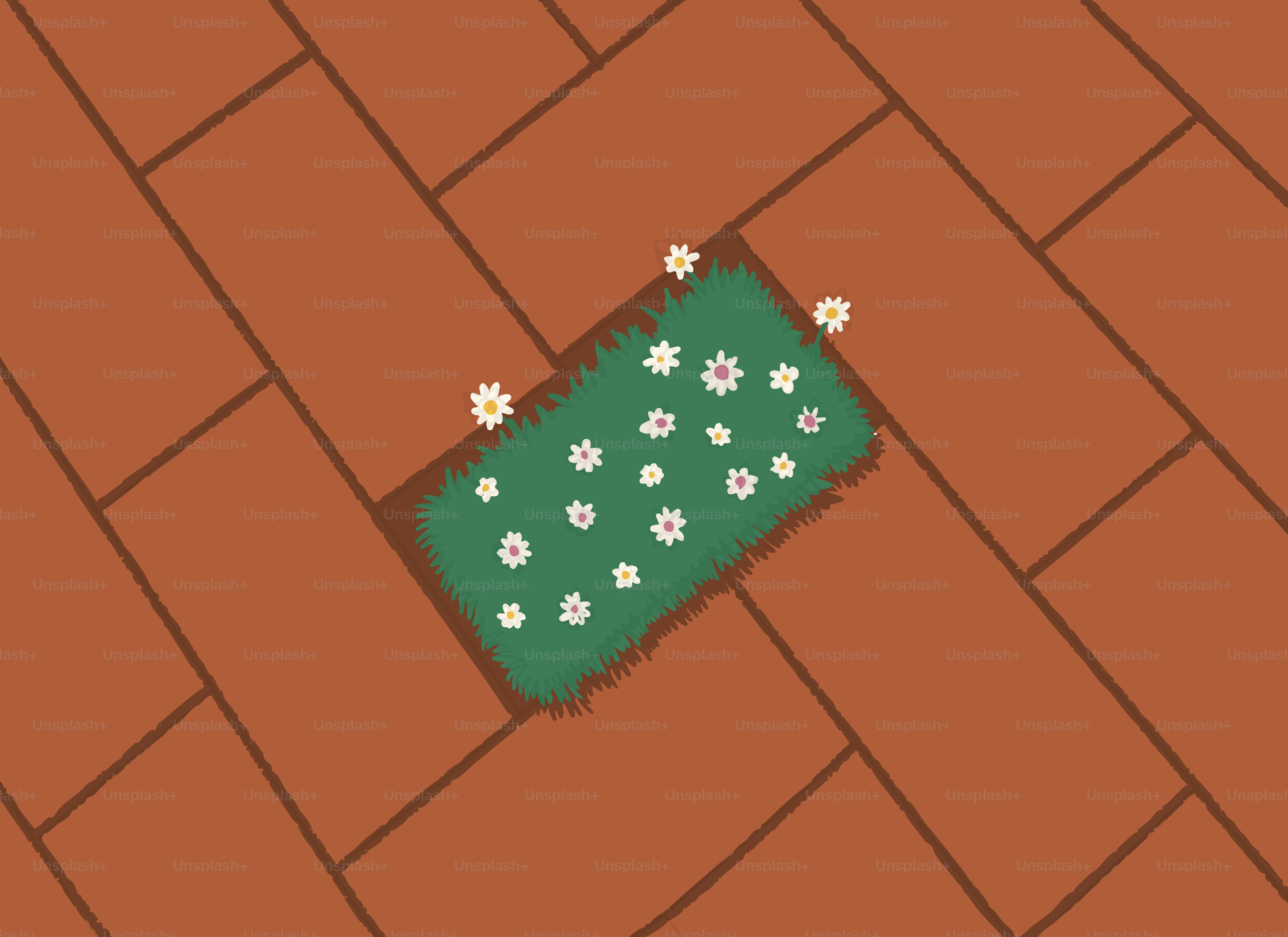 Un pequeño huerto crece sobre ladrillo.