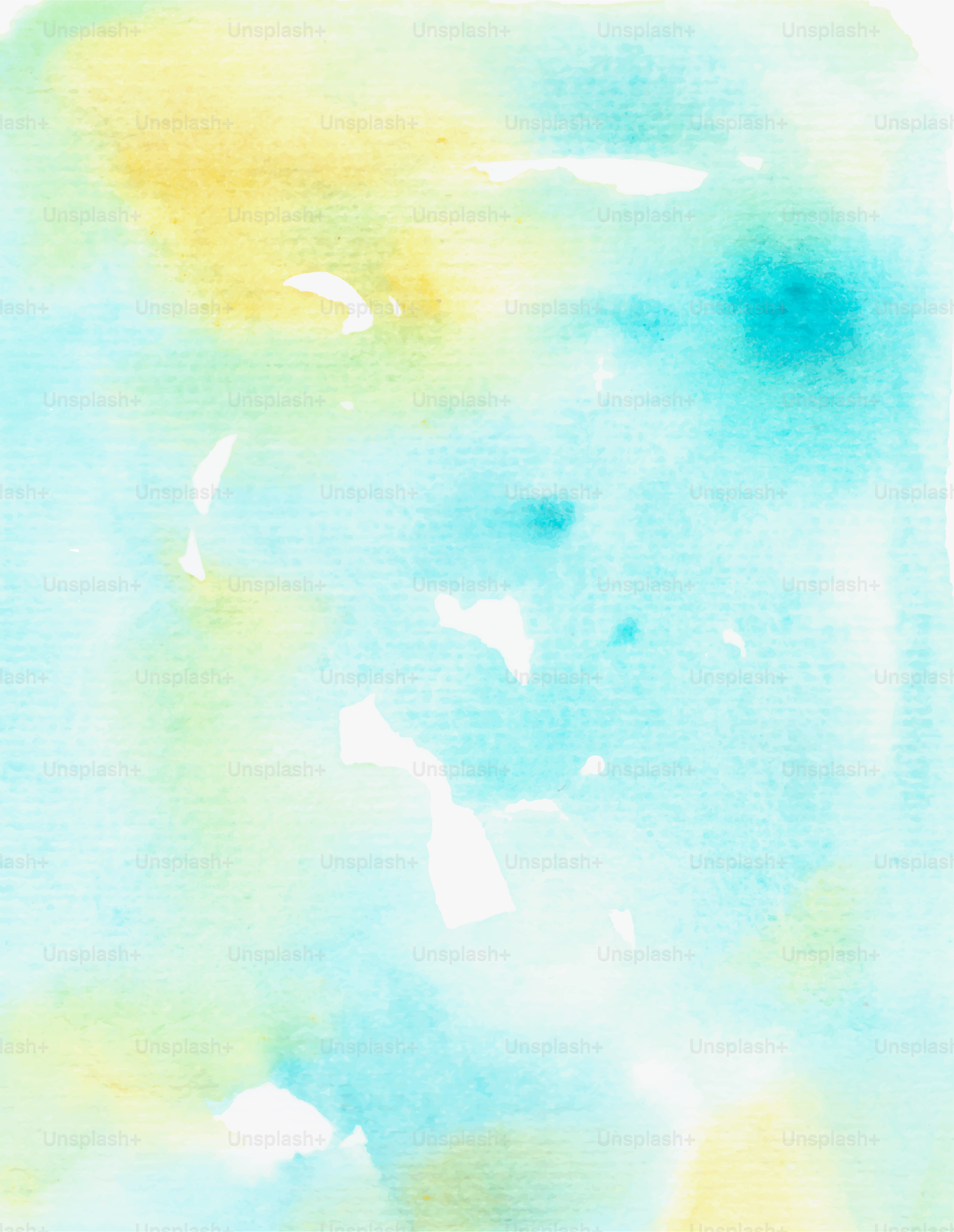Watercolor paint with turquoise and yellow hues.