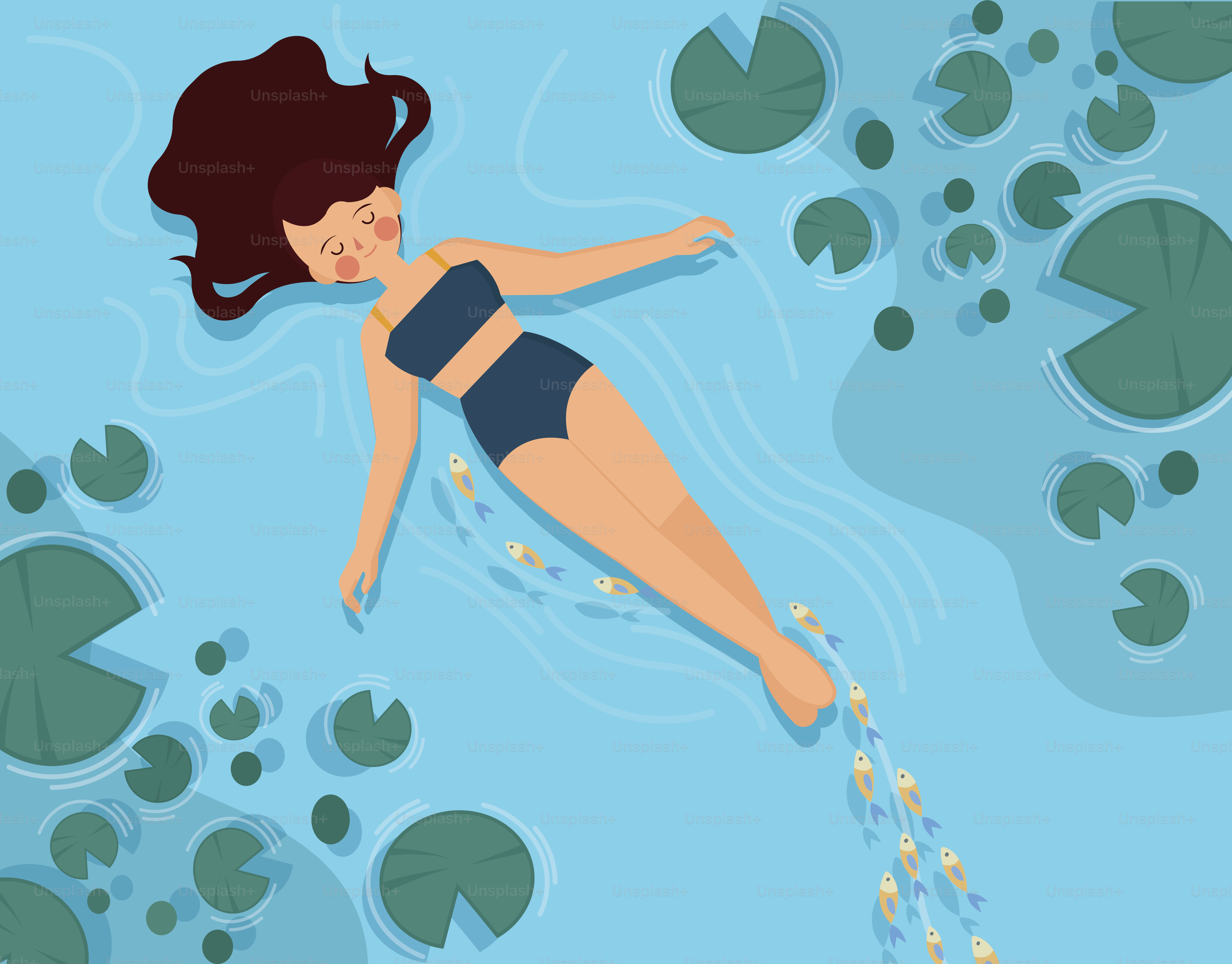 A woman floats peacefully in water.