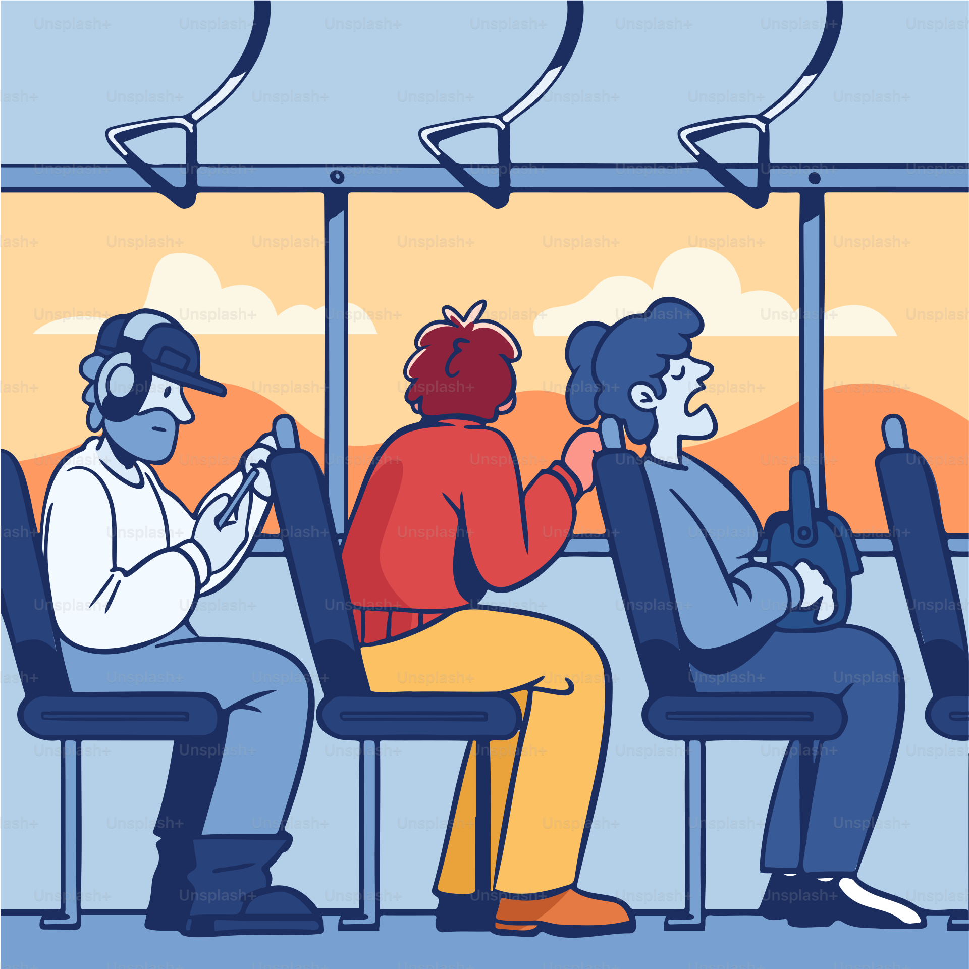 People are riding on a bus together.