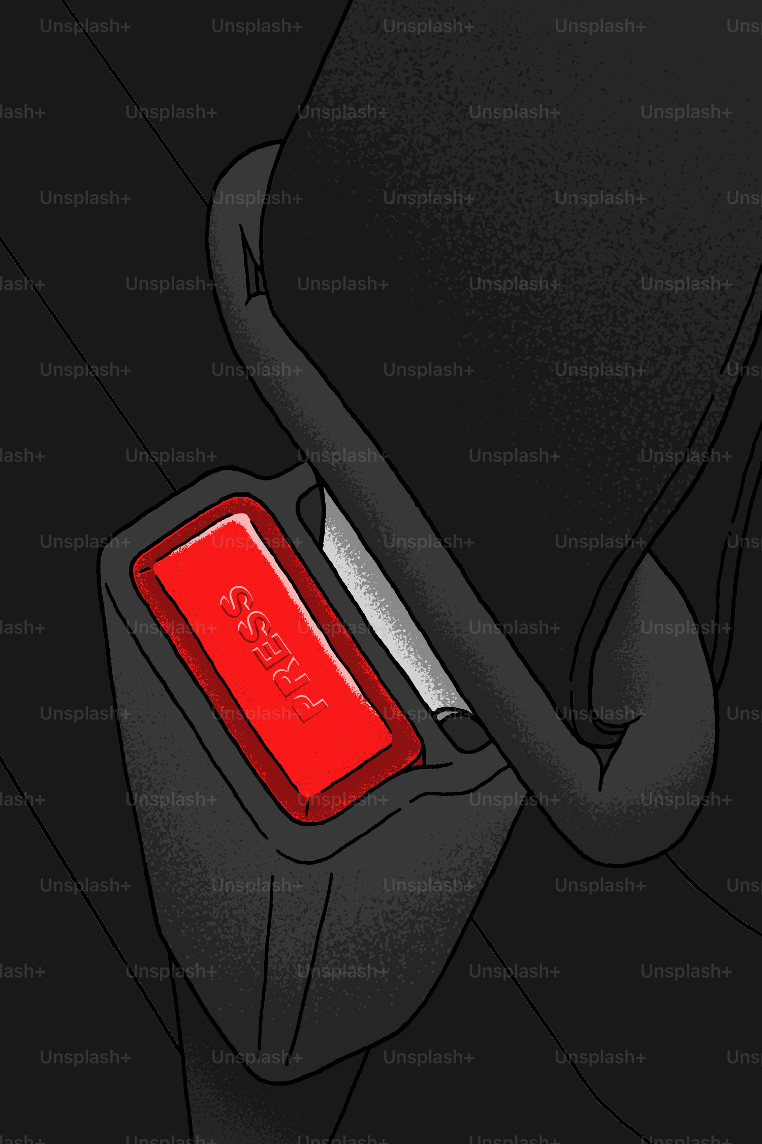 A seatbelt is buckled up ready for action.