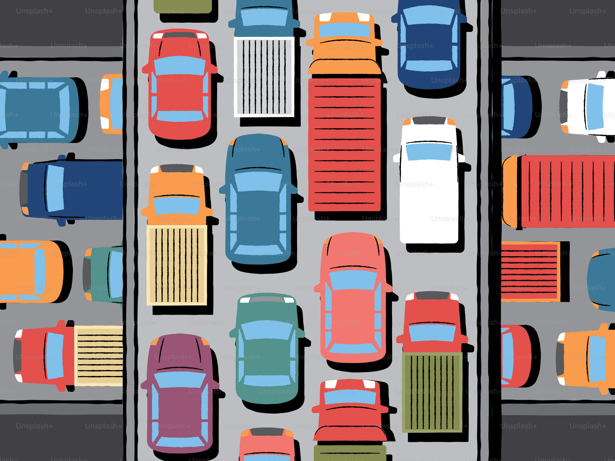 Autos stecken im dichten Verkehr auf der Autobahn fest