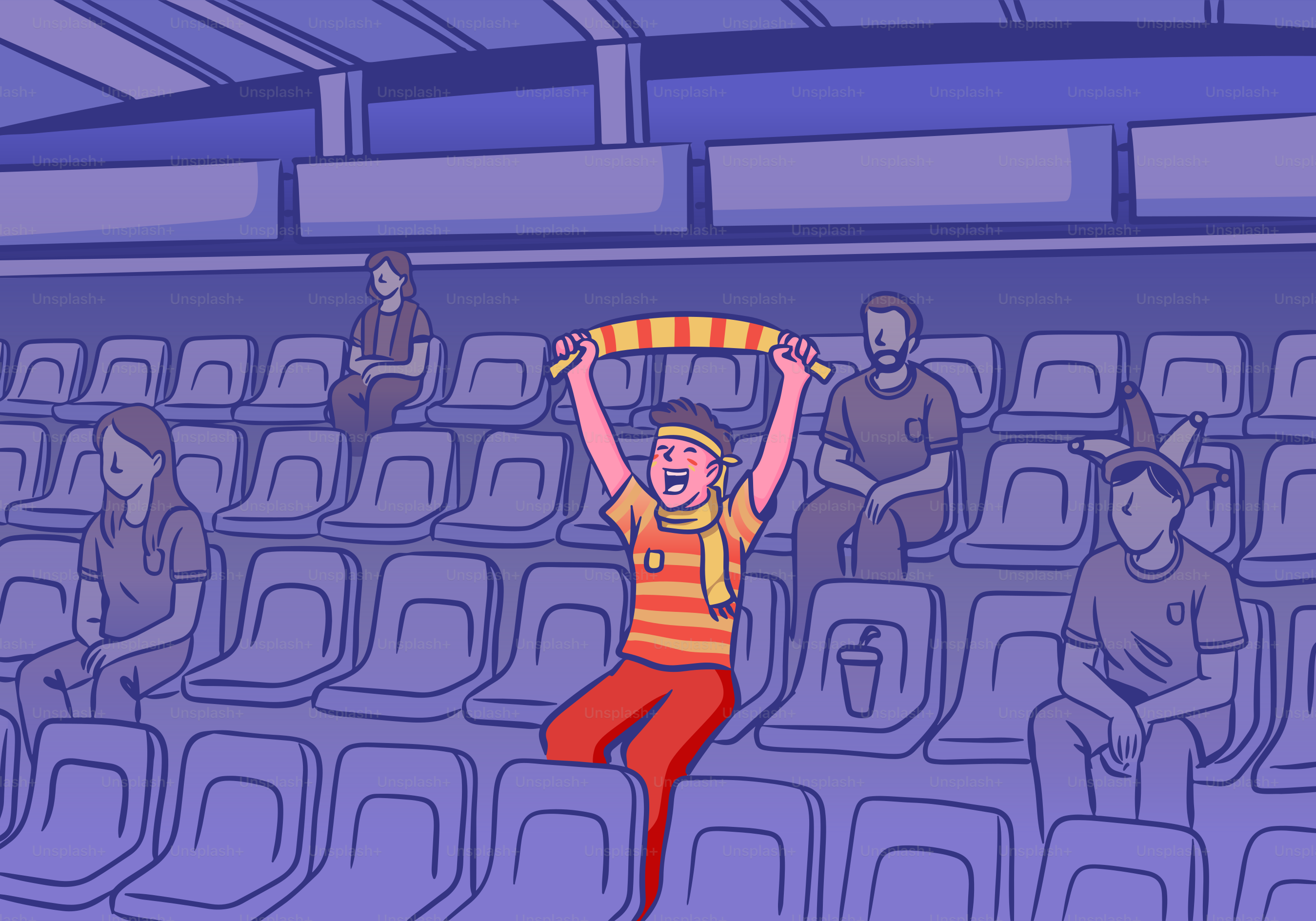 A fan cheers excitedly at a sporting event.