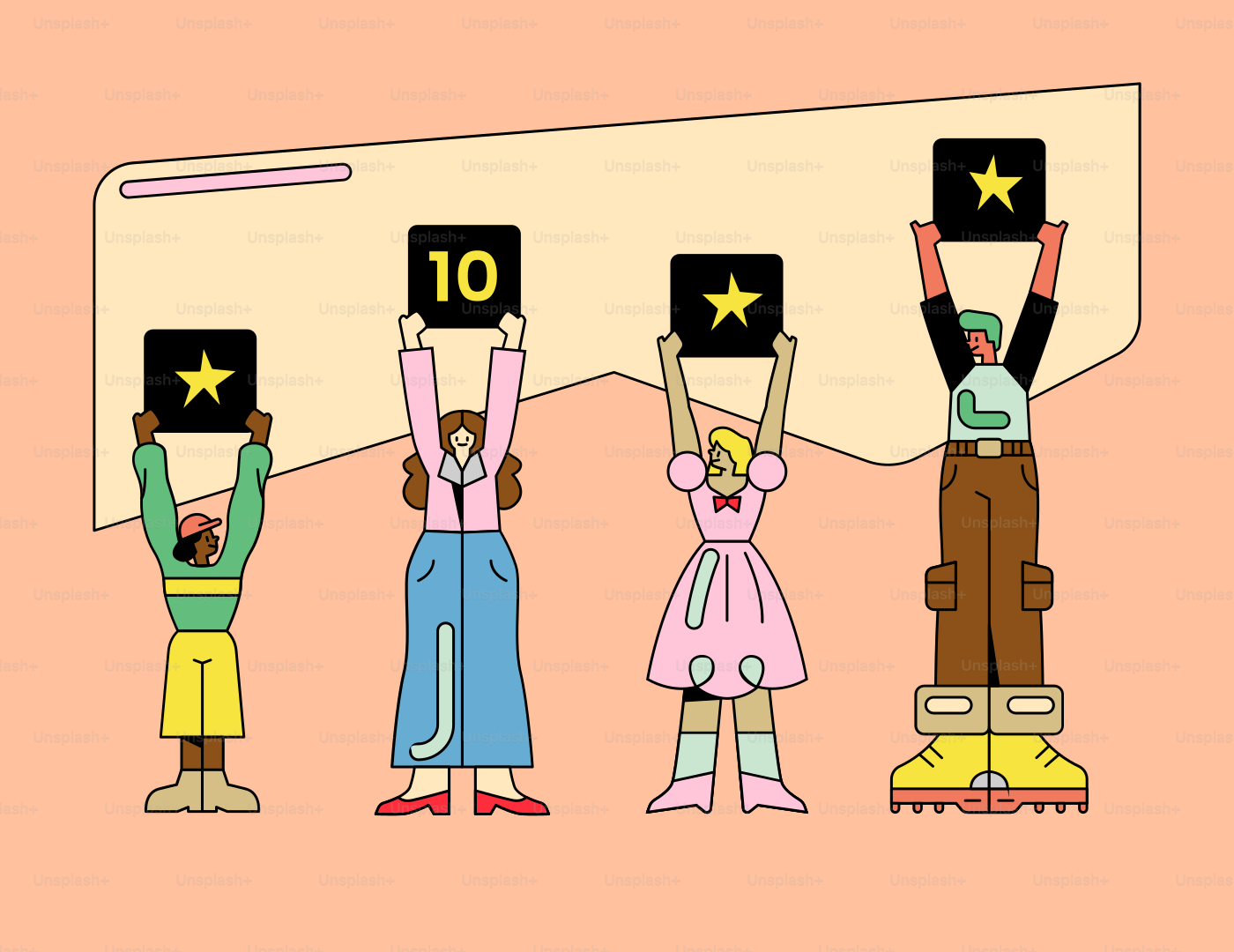 La gente tiene in mano tabelloni con stelle.