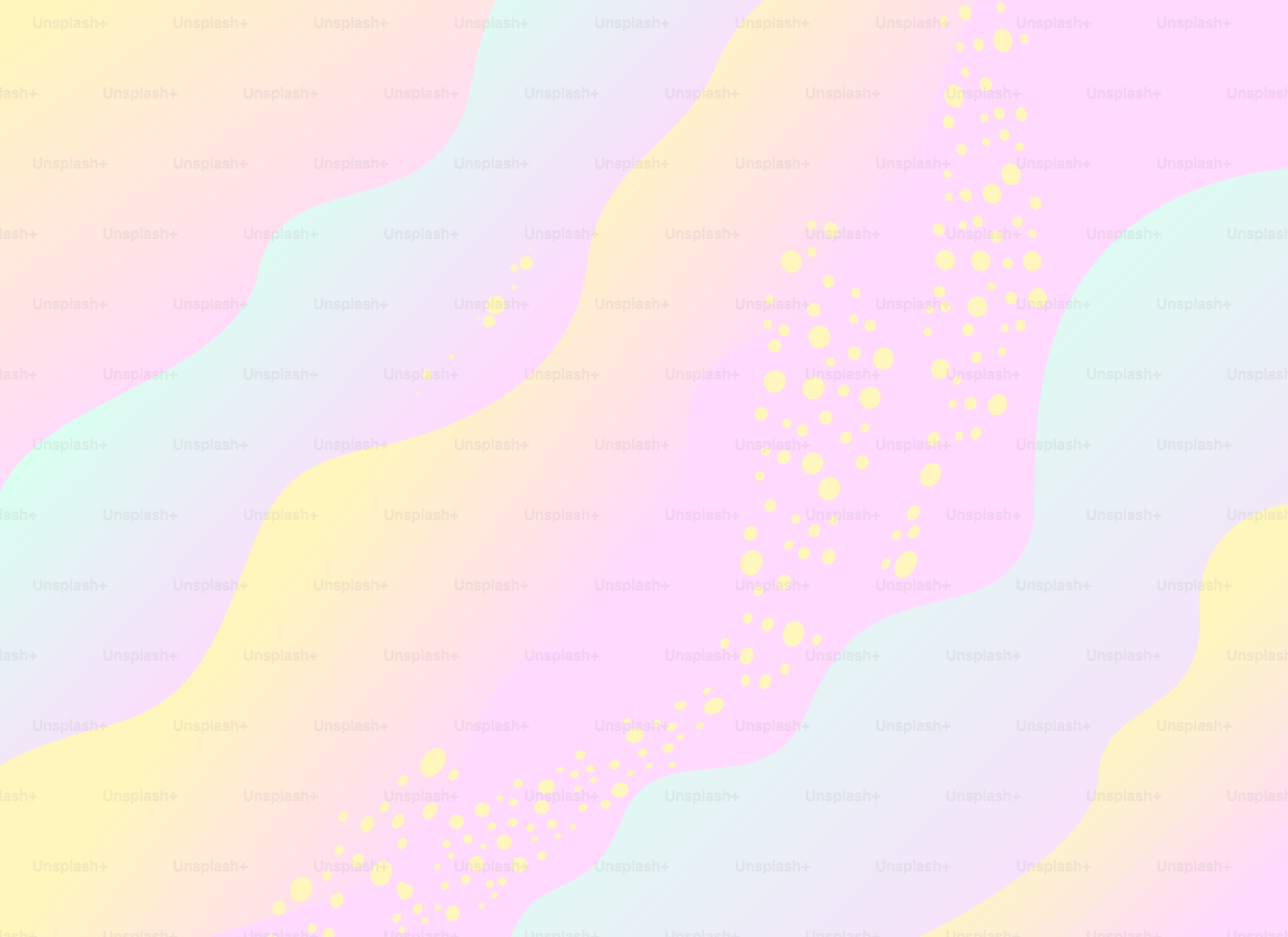 Pastel waves and dots create a soft, dreamy background.