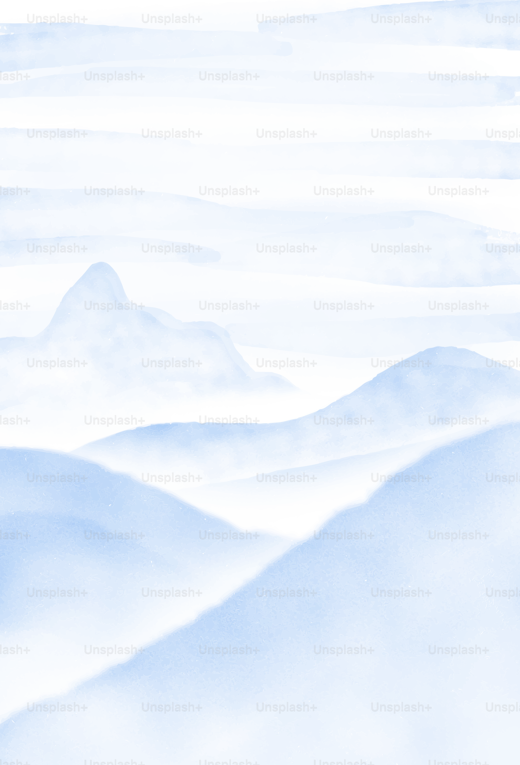 Blue mountains in a misty landscape.