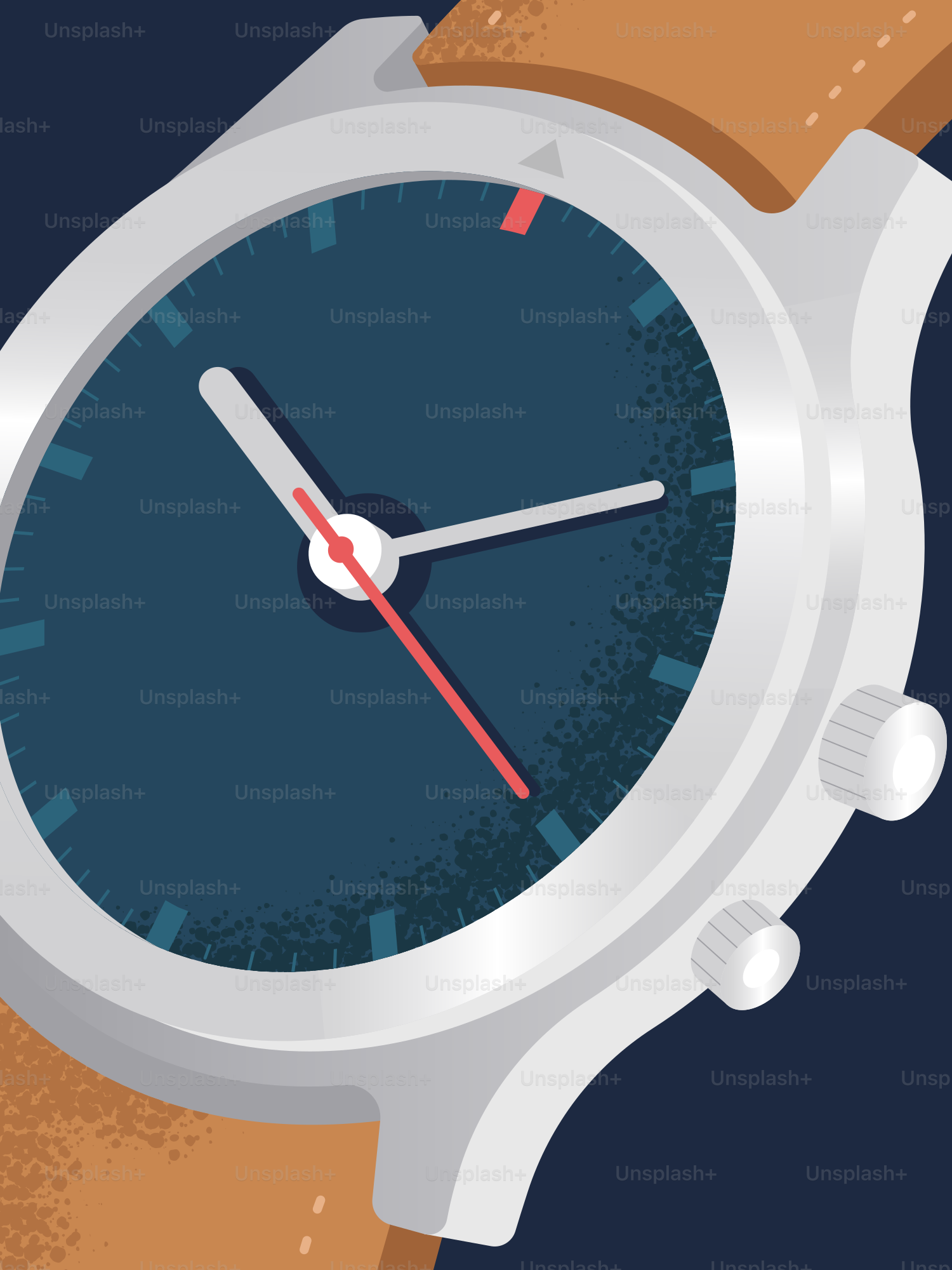 A close-up illustration of a wristwatch.