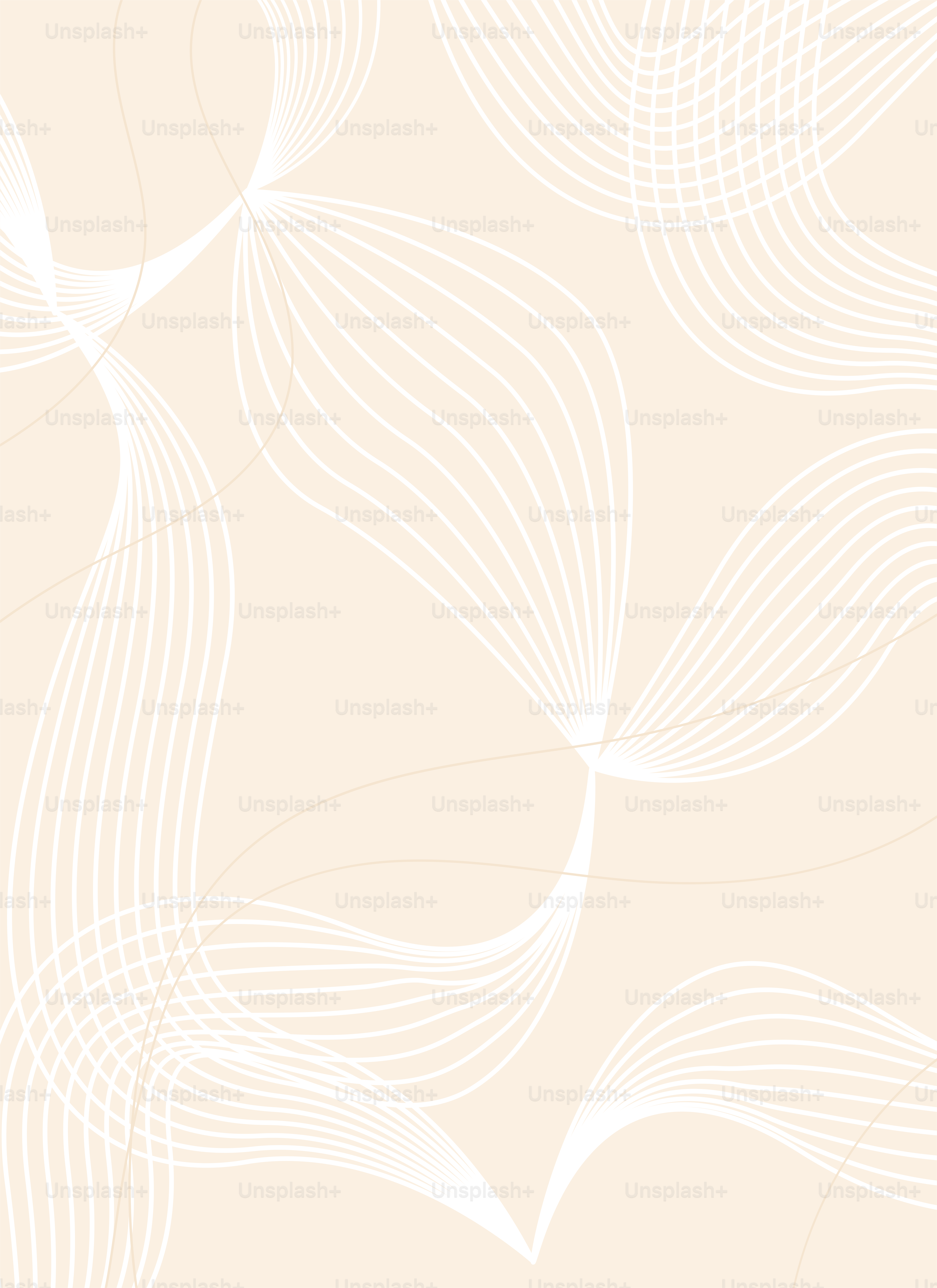 White abstract lines swirl against a cream backdrop.