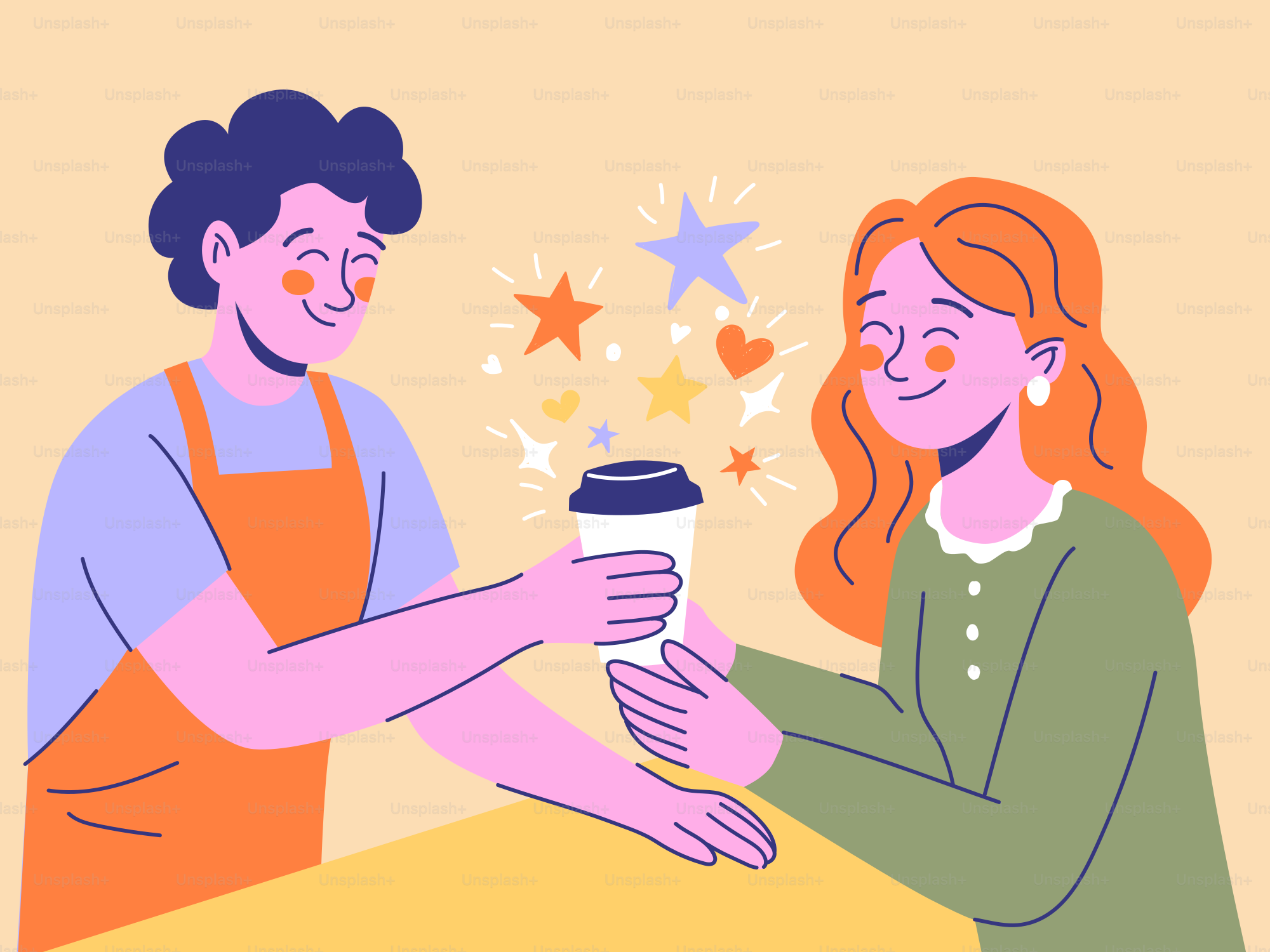 Un barista tend un café à un client satisfait. vectoriel – Image de  Illustration sur Unsplash, image size:3000x2250