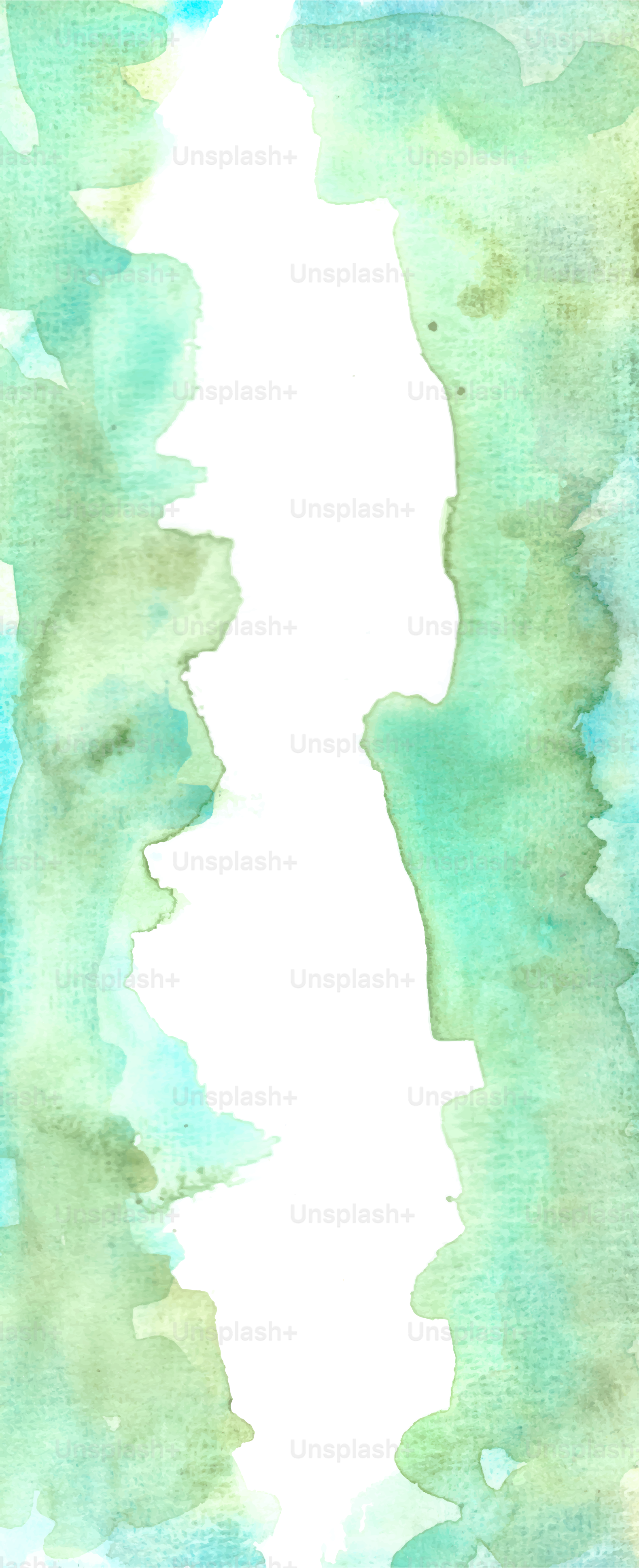 Watercolors in teal, green and a white center.