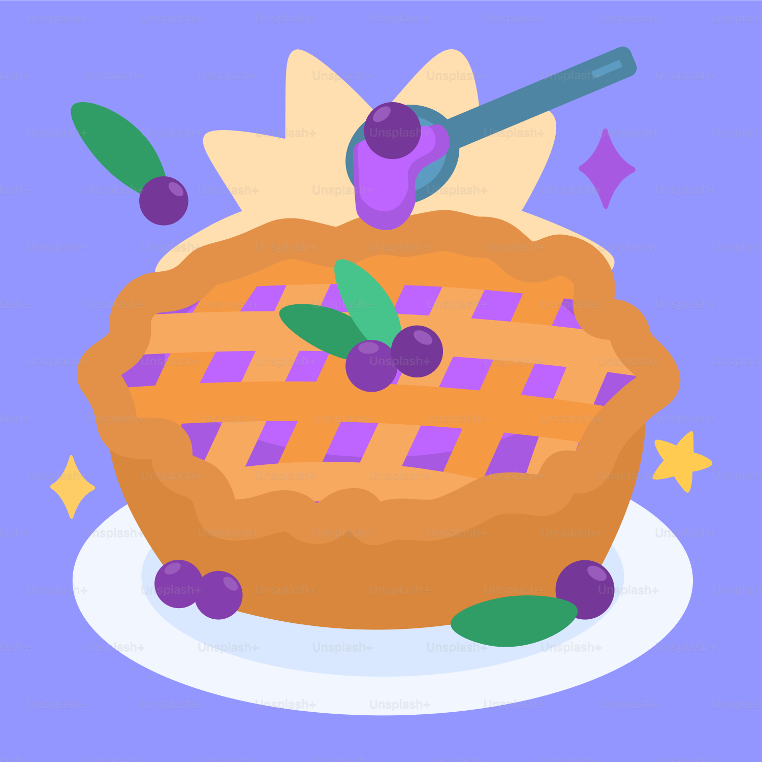 A delicious blueberry pie is being decorated.