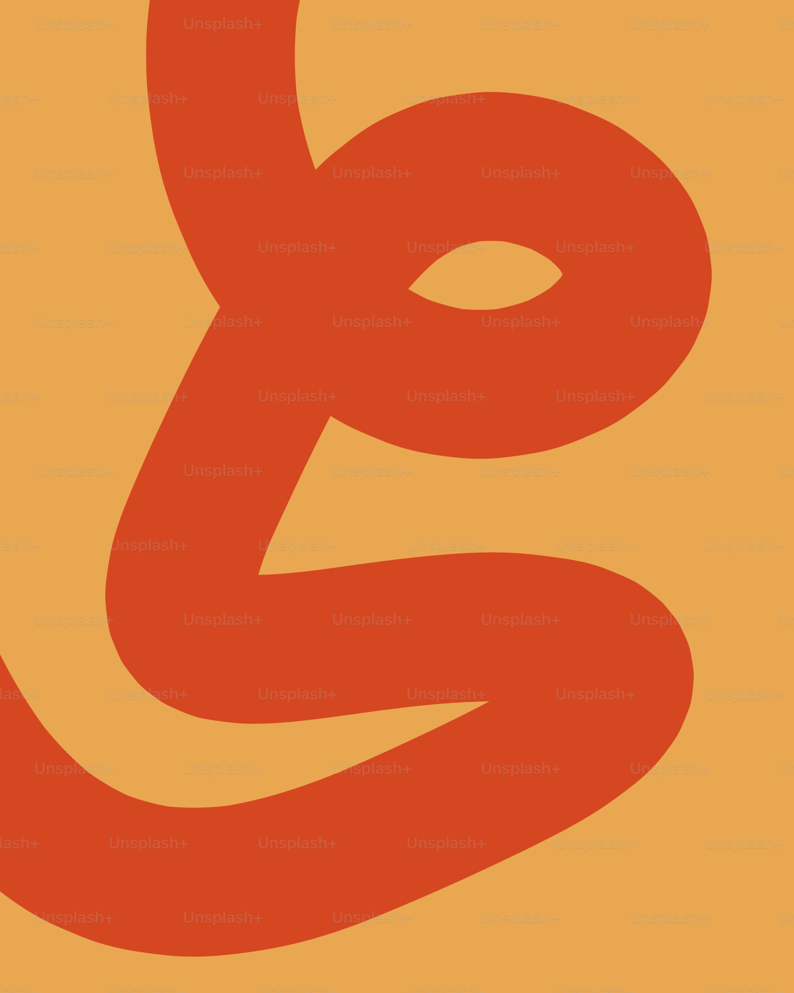 Orange abstract swirl on a yellow background