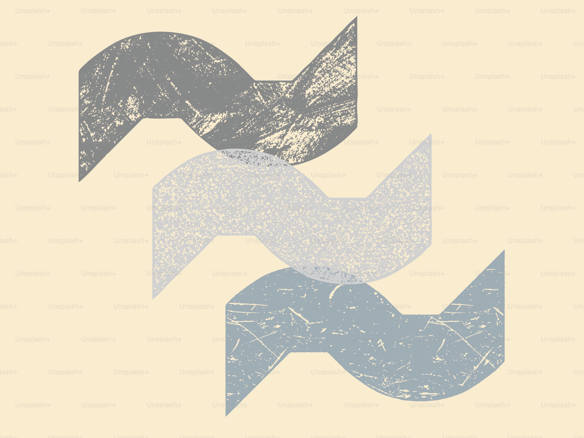 Three abstract, wavy shapes are layered.