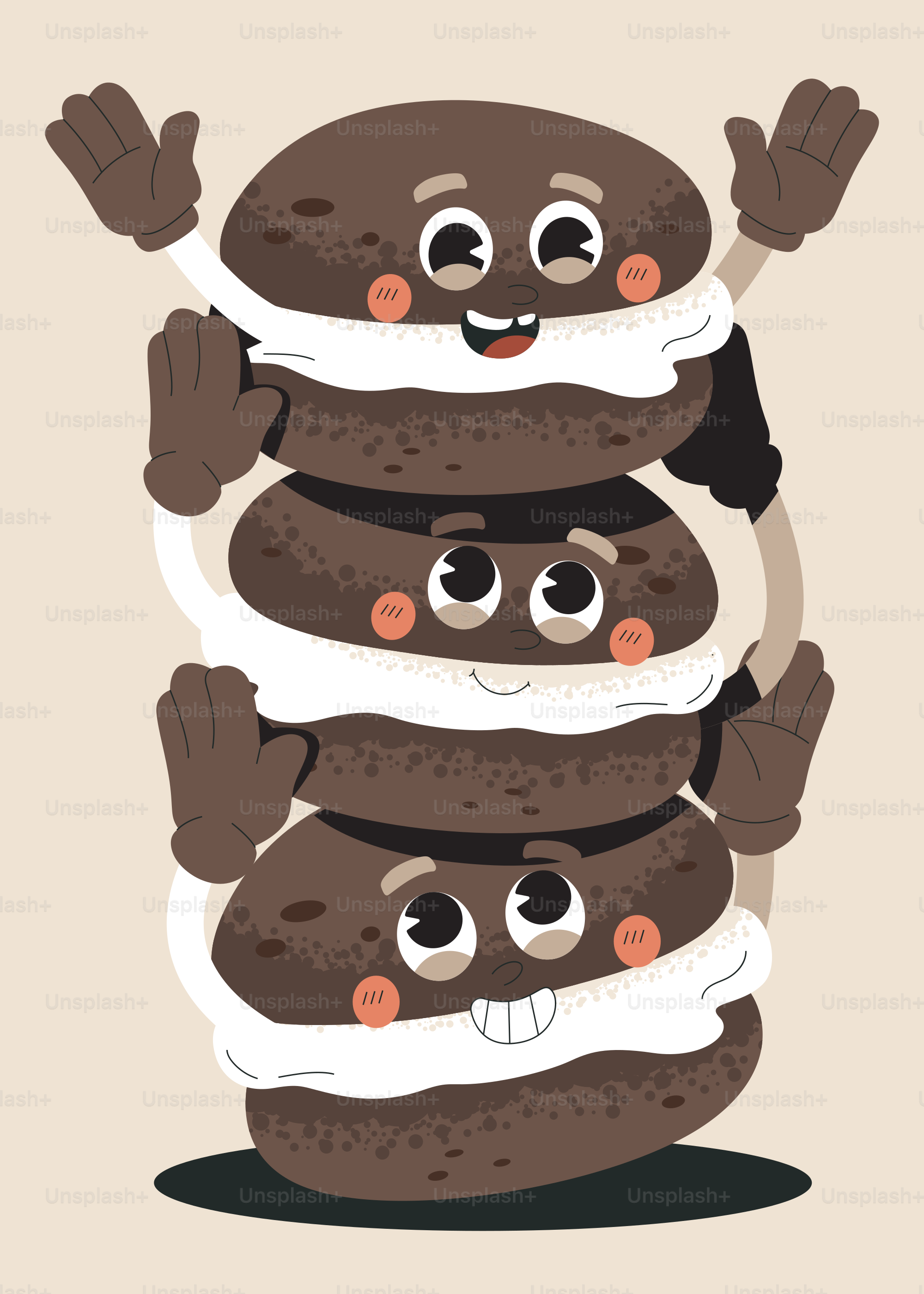 Friendly ice cream sandwiches are stacked together.