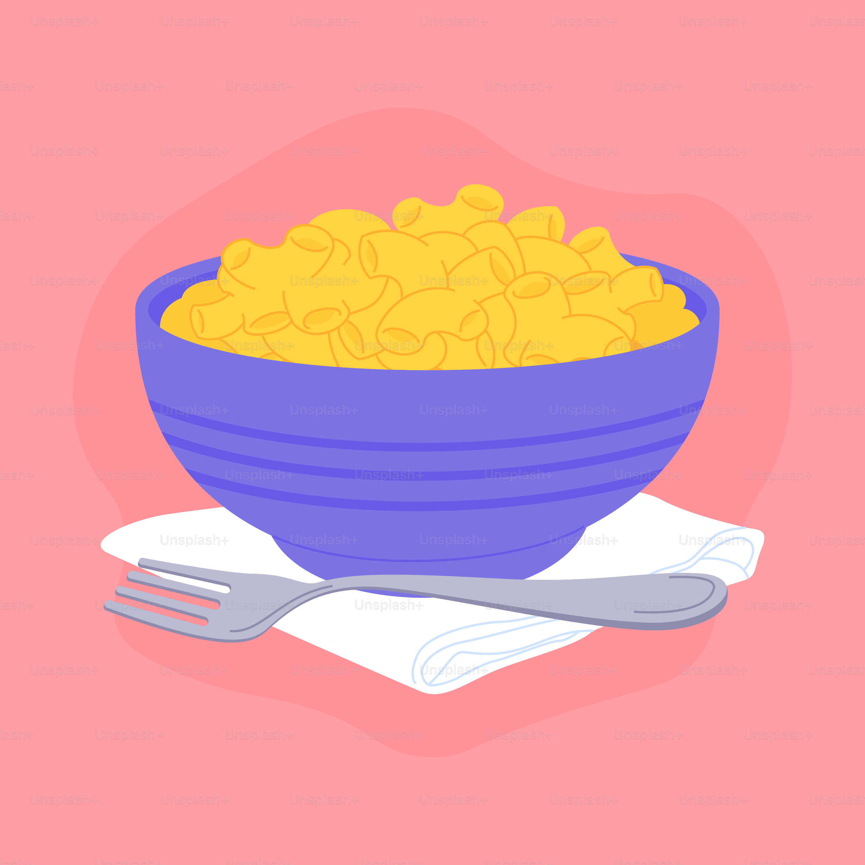 Un bol de macaronis au fromage avec une fourchette.