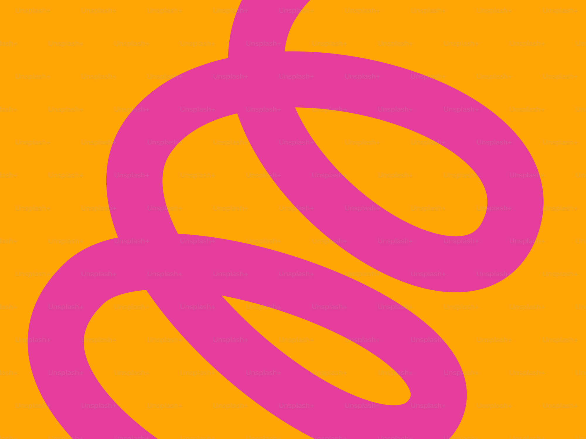 A pink swirl on a bright orange background.