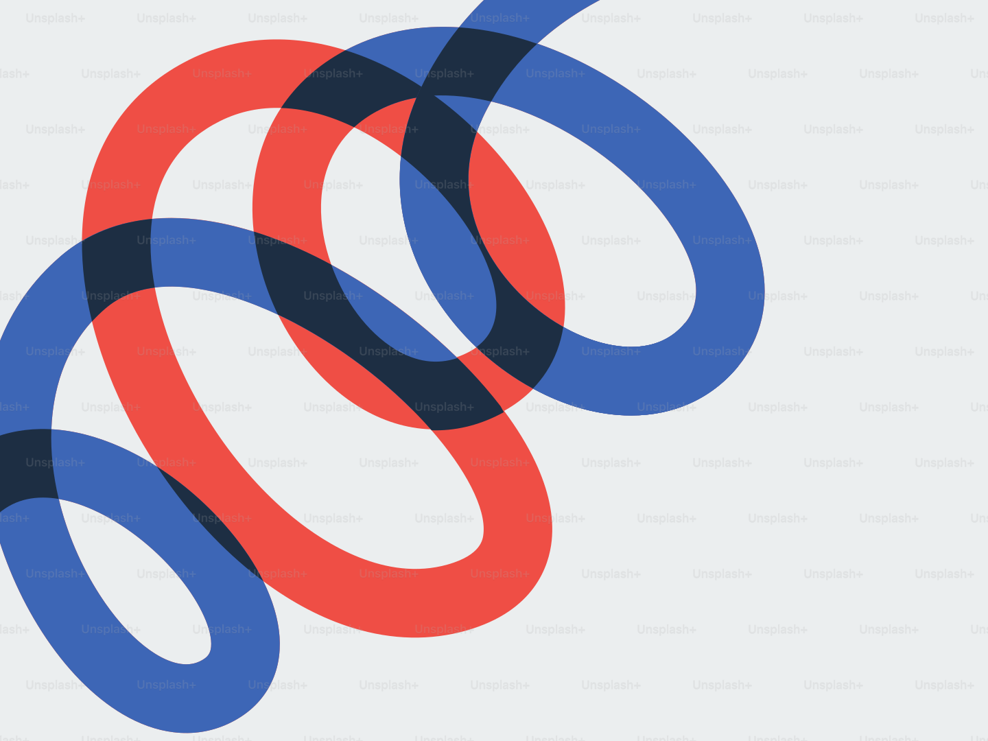 Red and blue spirals intertwine on a white background.