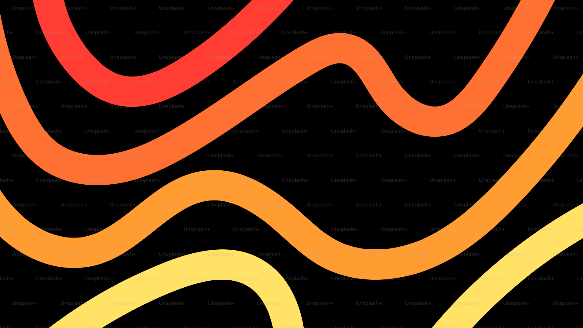 Warm colored wavy lines on black background.