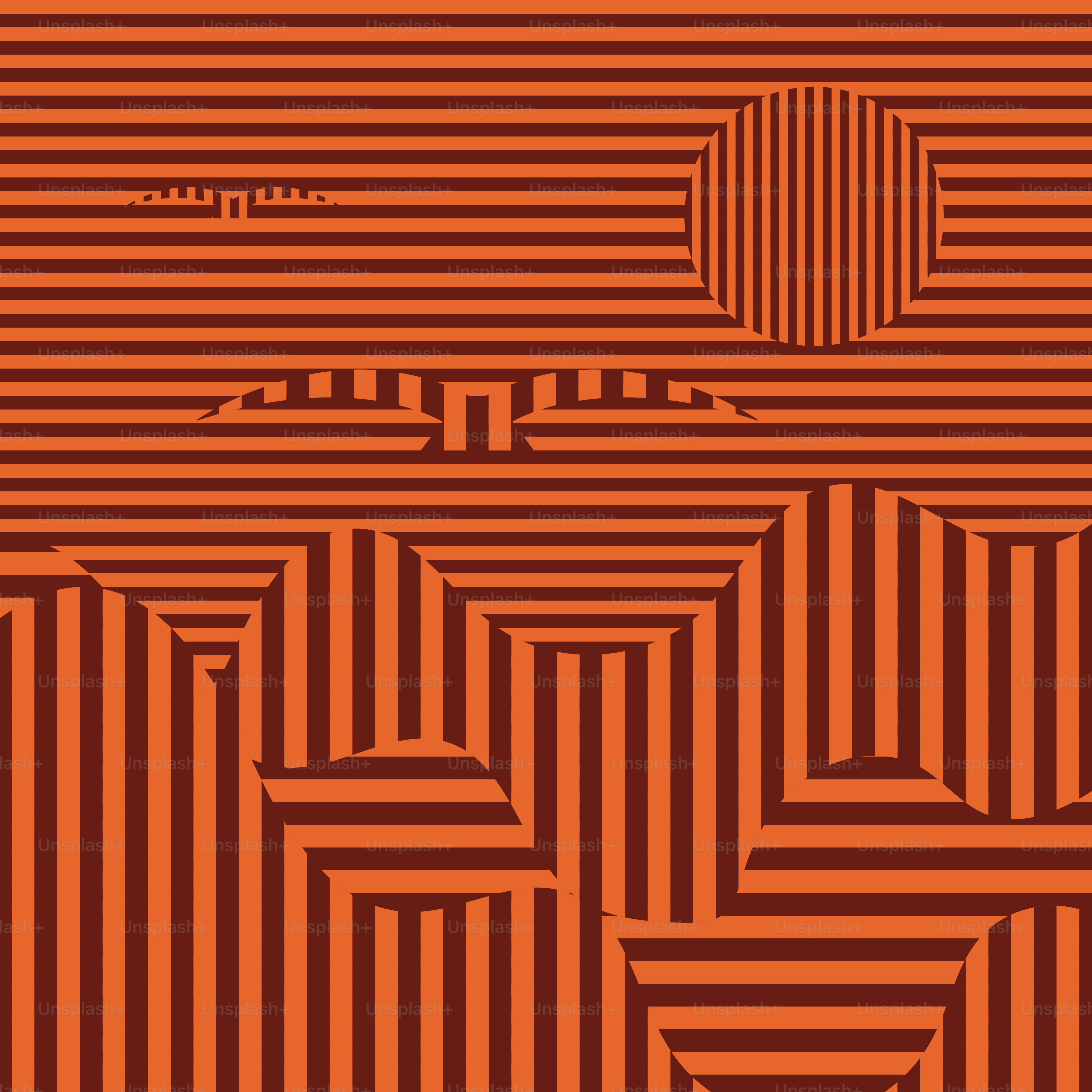 Abstrakte Formen und Linien bilden ein auffälliges, orangefarbenes Design.
