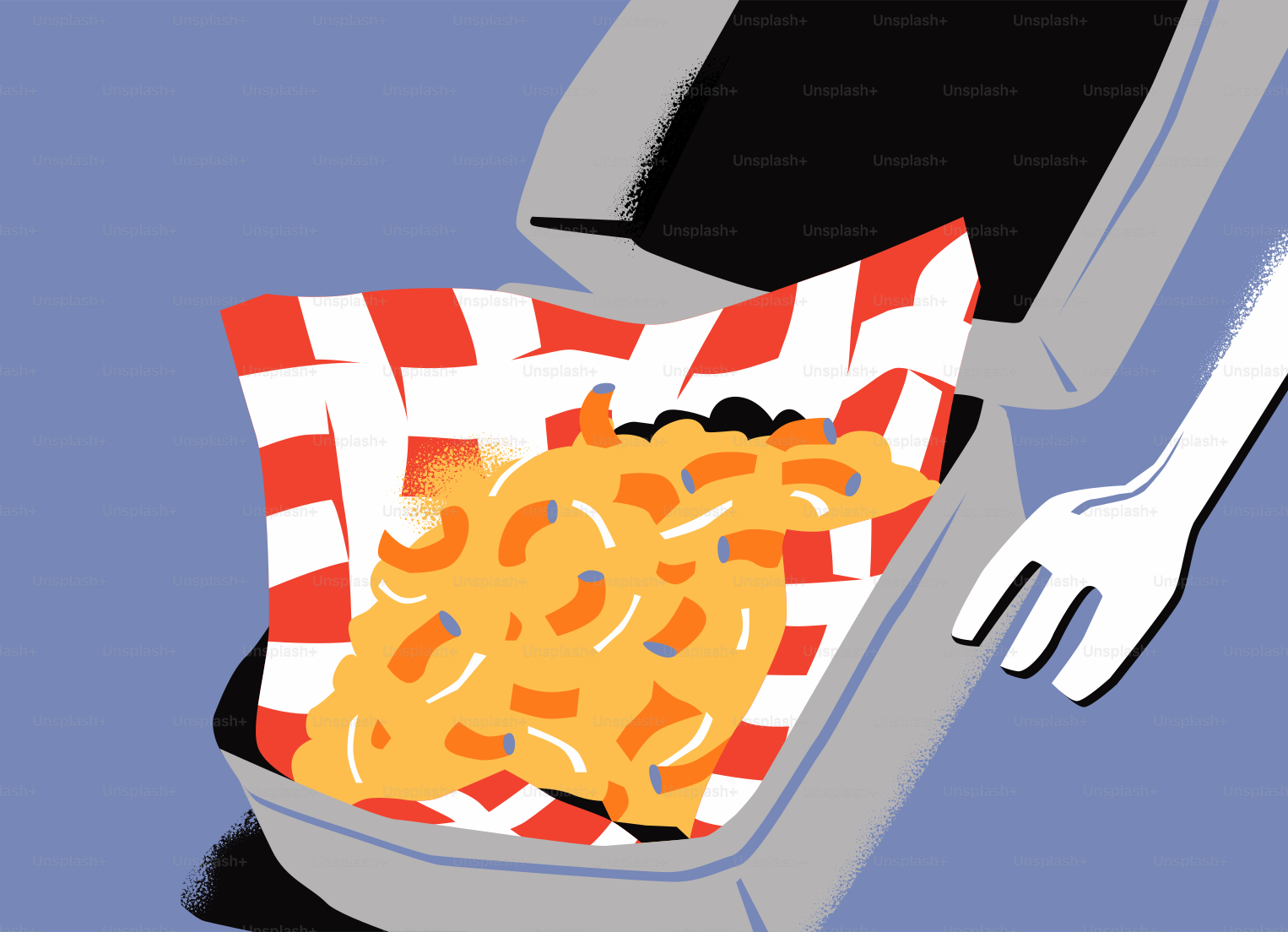 Maccheroni e formaggio in un contenitore di cibo da asporto.