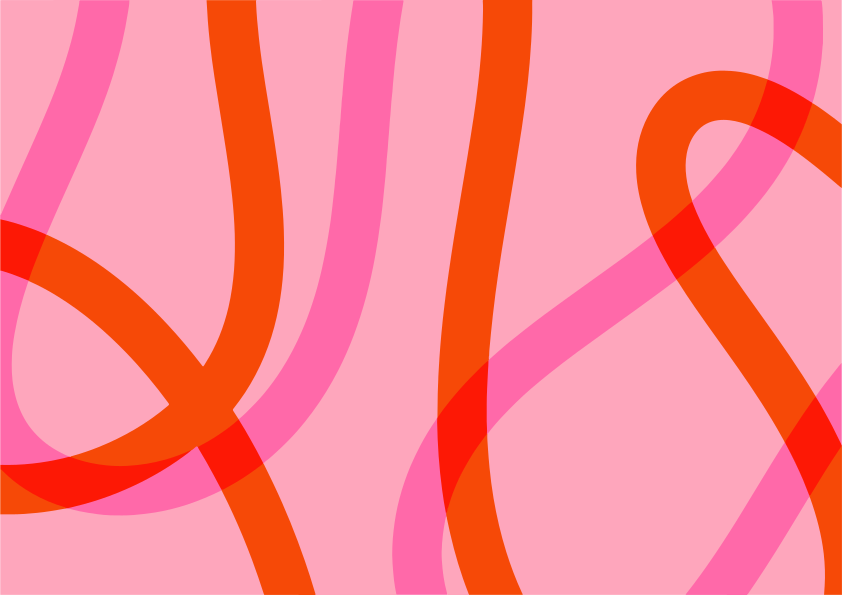 Abstraktes Muster aus sich überlappenden rosa und orangen Kurven