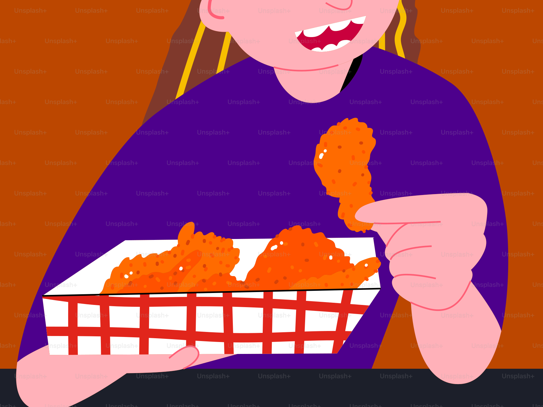 Jemand hält einen frittierten Hähnchenkorb.