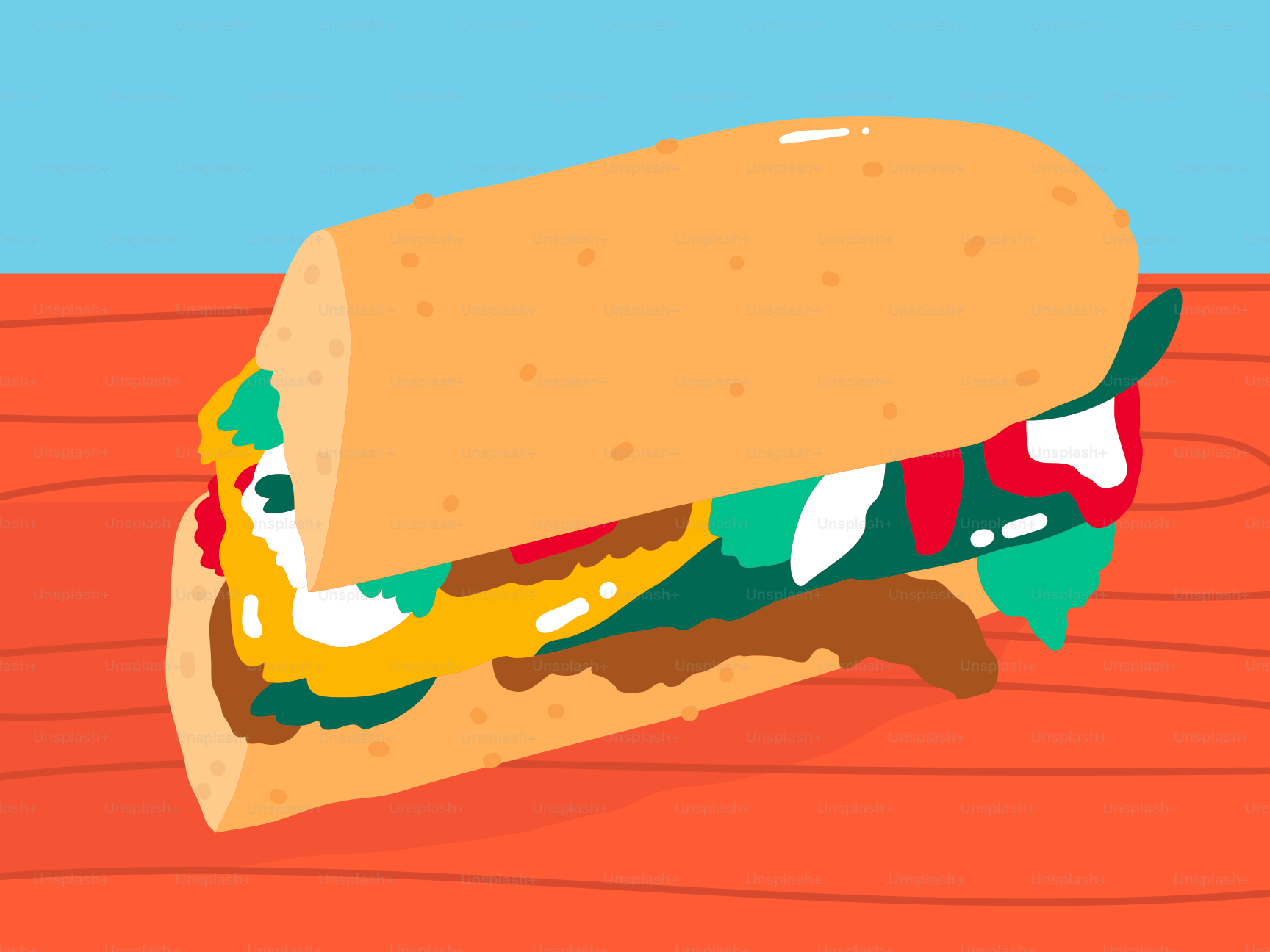 Ein schmackhaftes Sub-Sandwich ist bereit zum Essen.