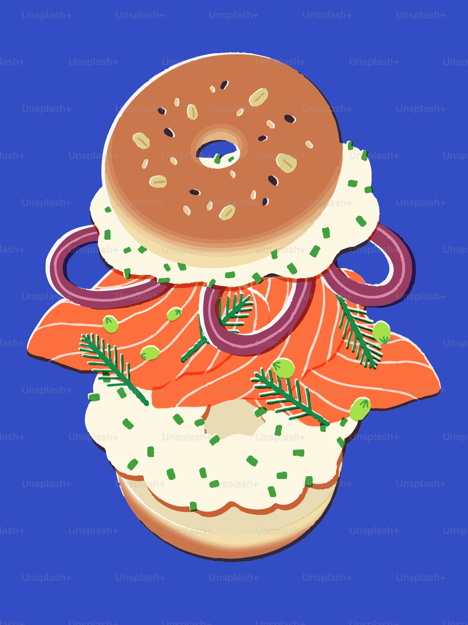 Bagel lezat dengan salmon dan krim keju!