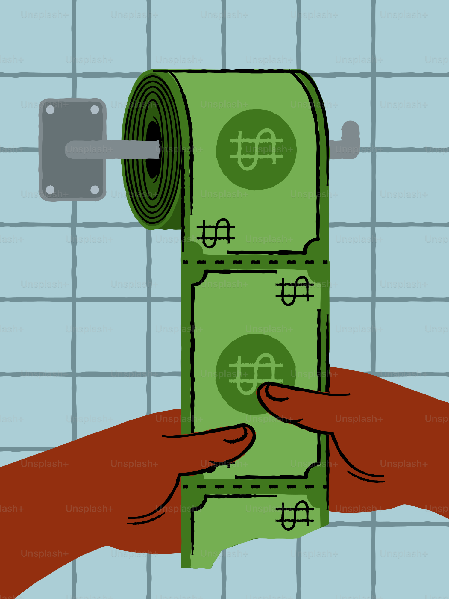 L’argent est utilisé comme papier toilette.