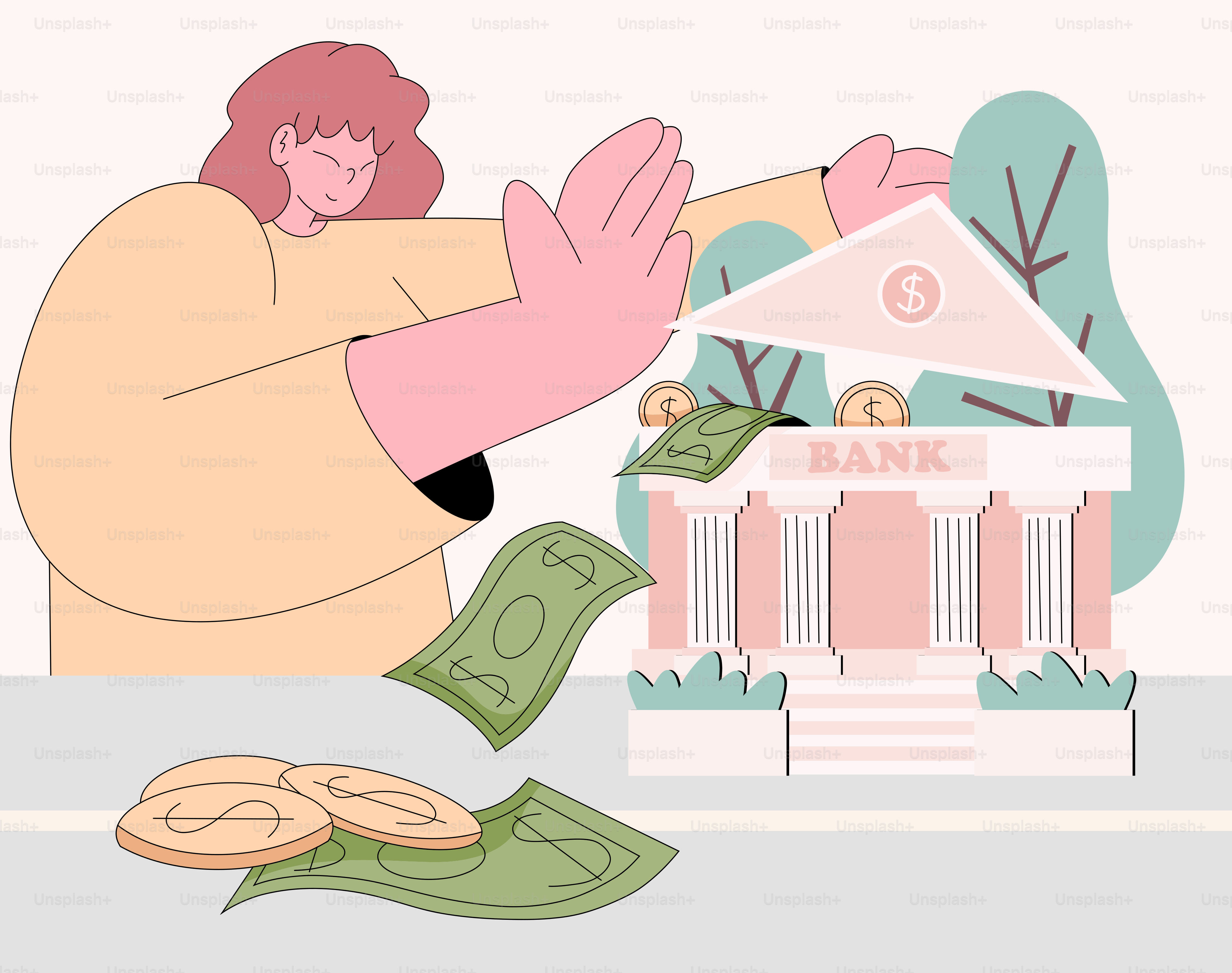 Woman prevents money from entering a bank.